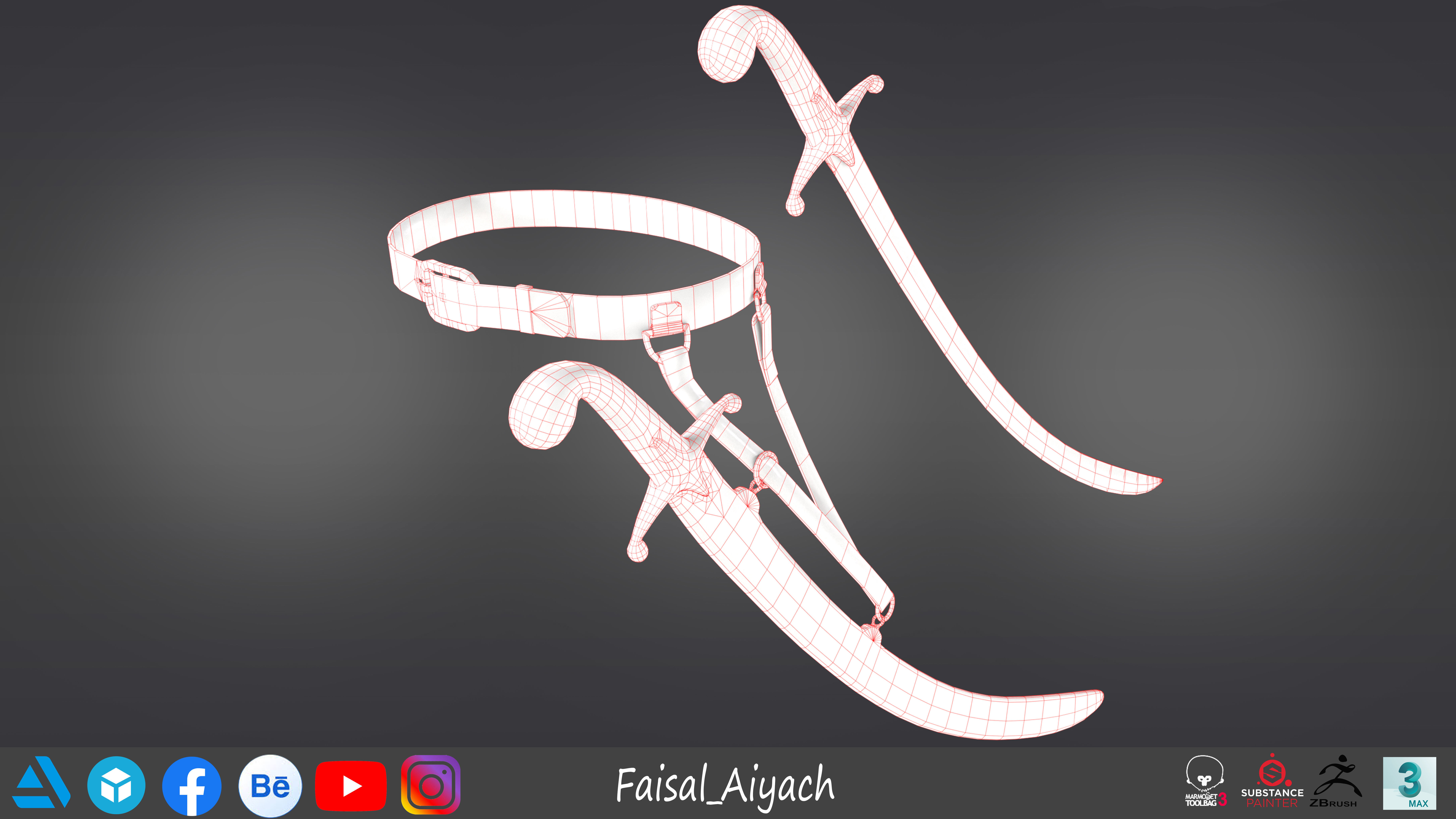 Arabic Sword And Shield Low-poly 3D model_14