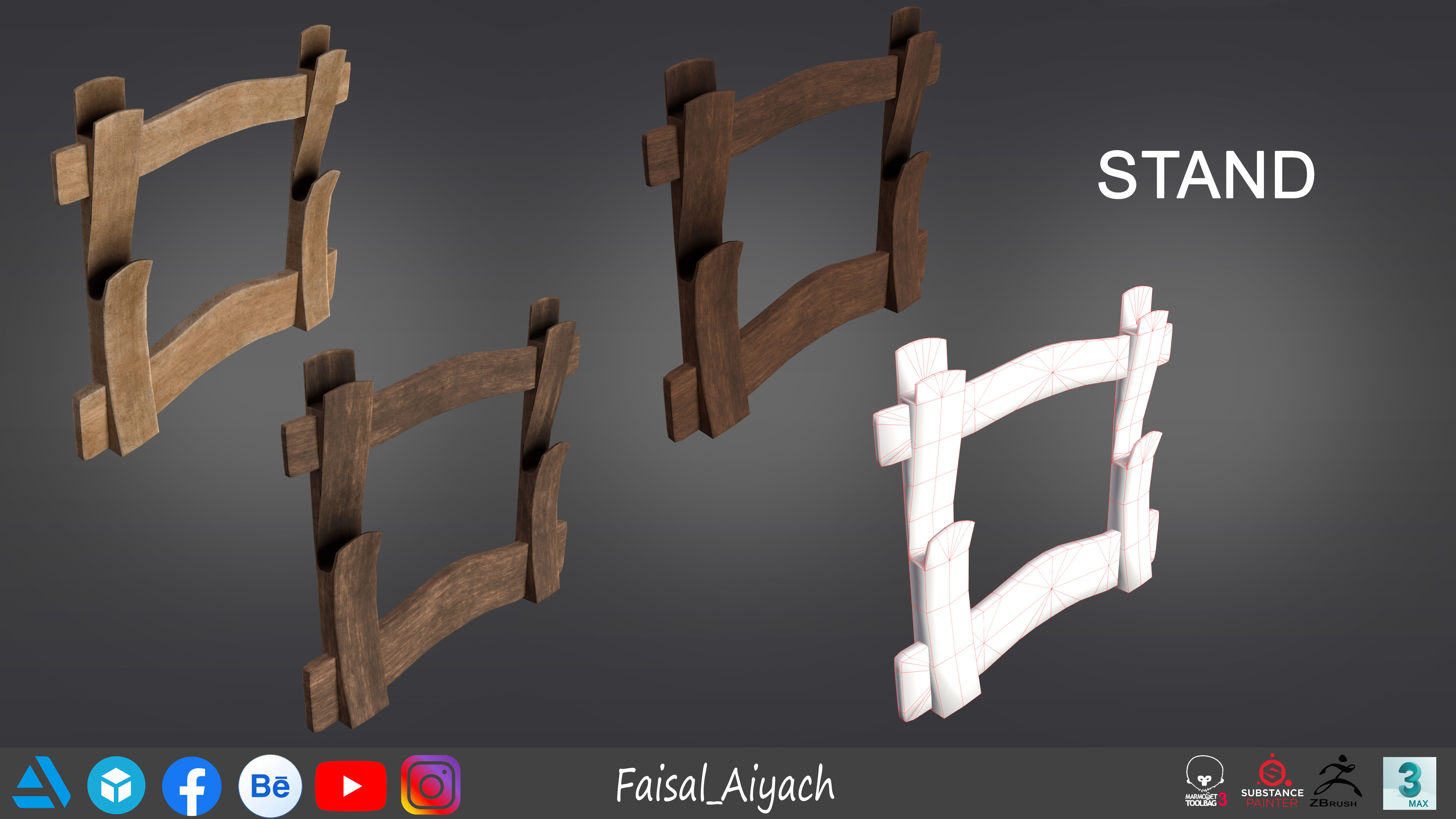 Arabic Sword And Shield Low-poly 3D model_6