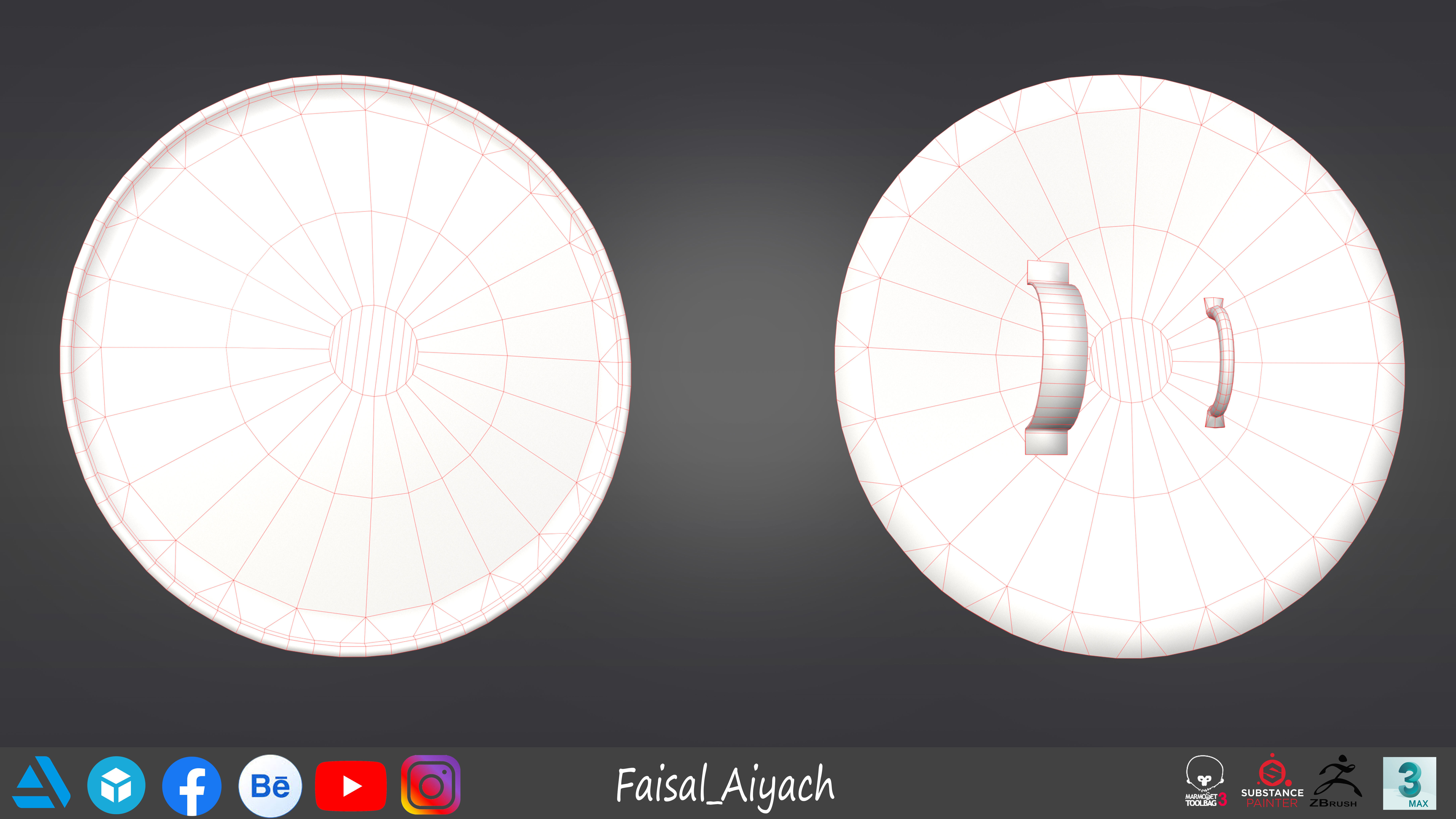 Arabic Sword And Shield Low-poly 3D model_10
