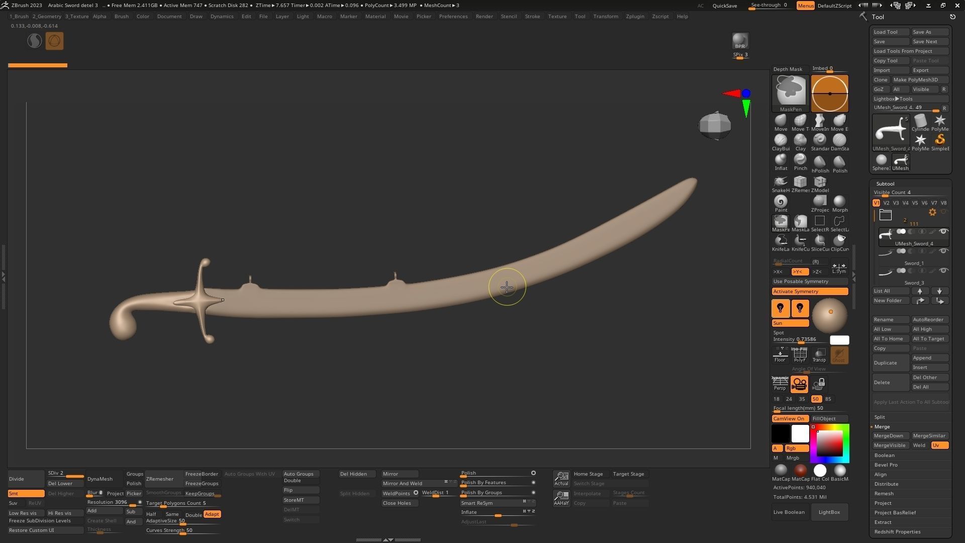 Arabic Sword And Shield Low-poly 3D model_17
