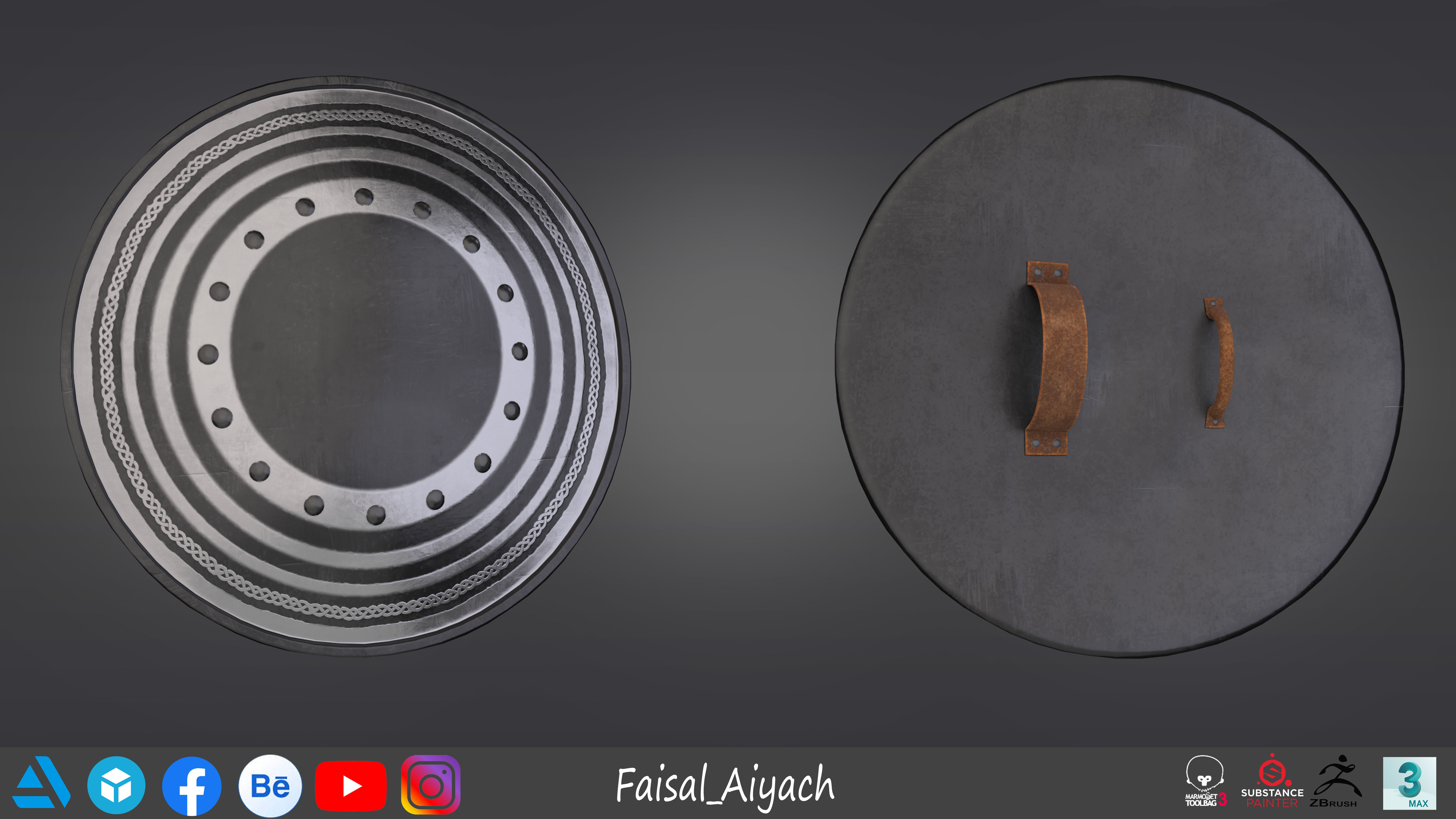 Arabic Sword And Shield Low-poly 3D model_9