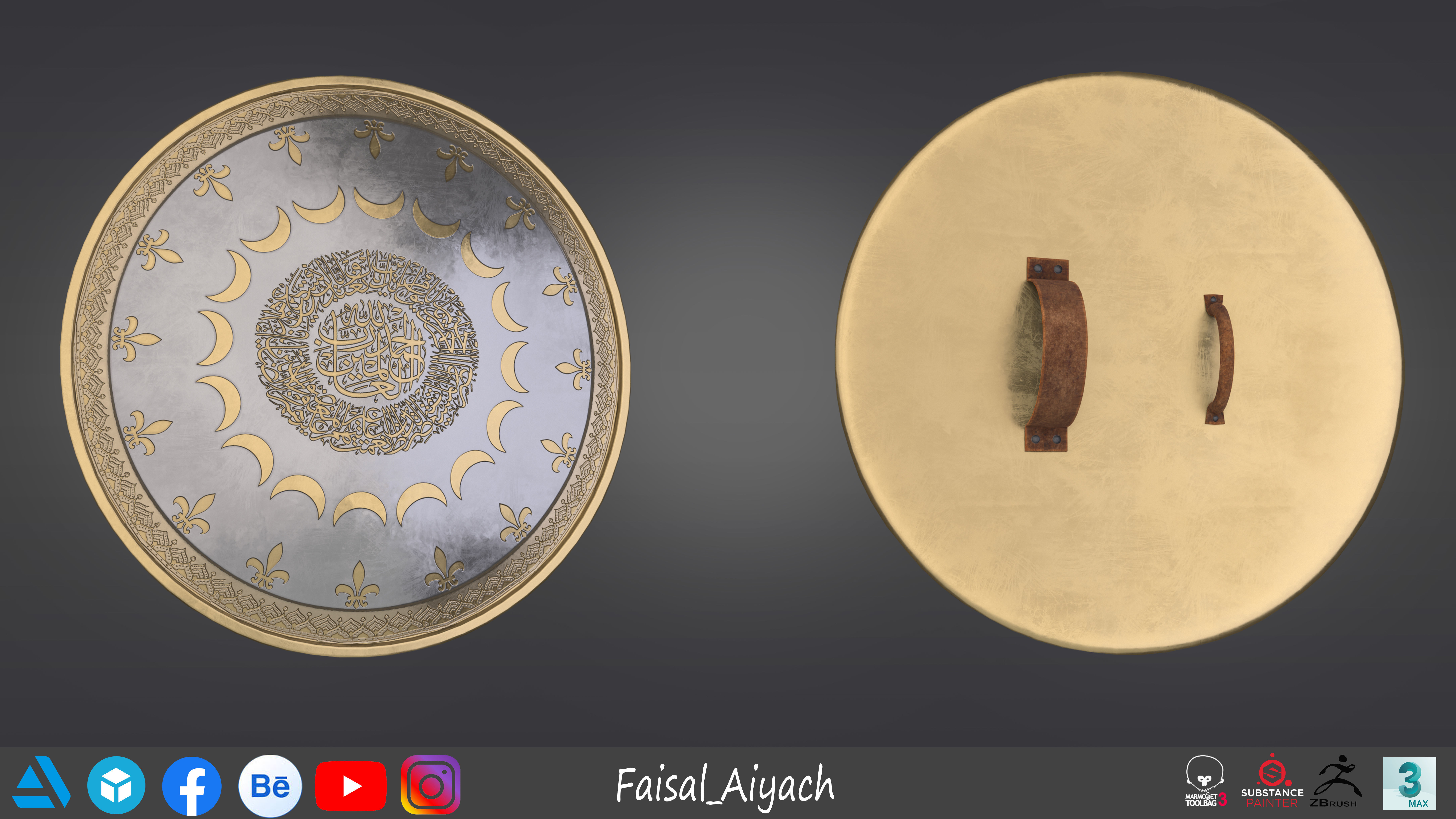 Arabic Sword And Shield Low-poly 3D model_7