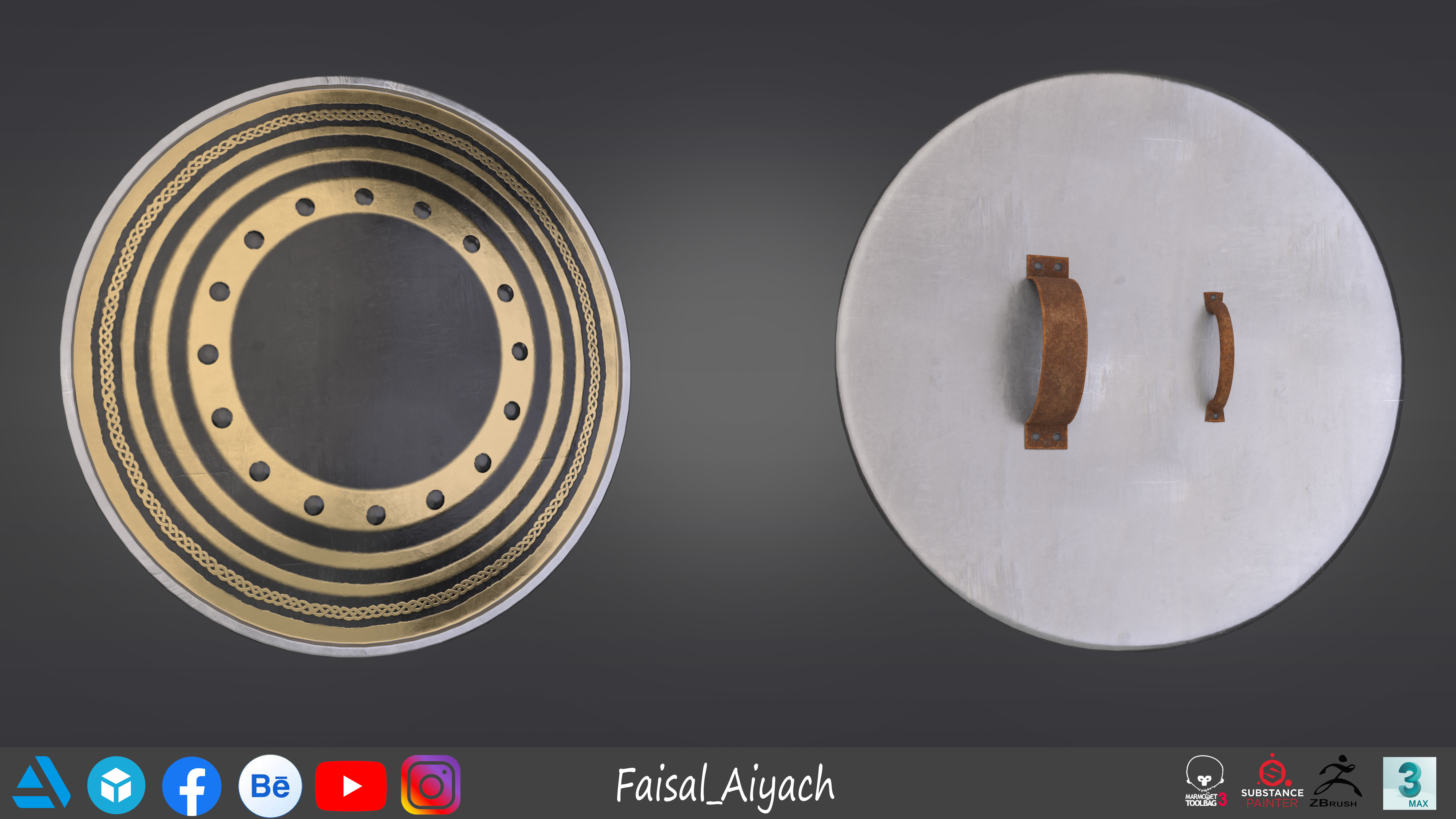 Arabic Sword And Shield Low-poly 3D model_8