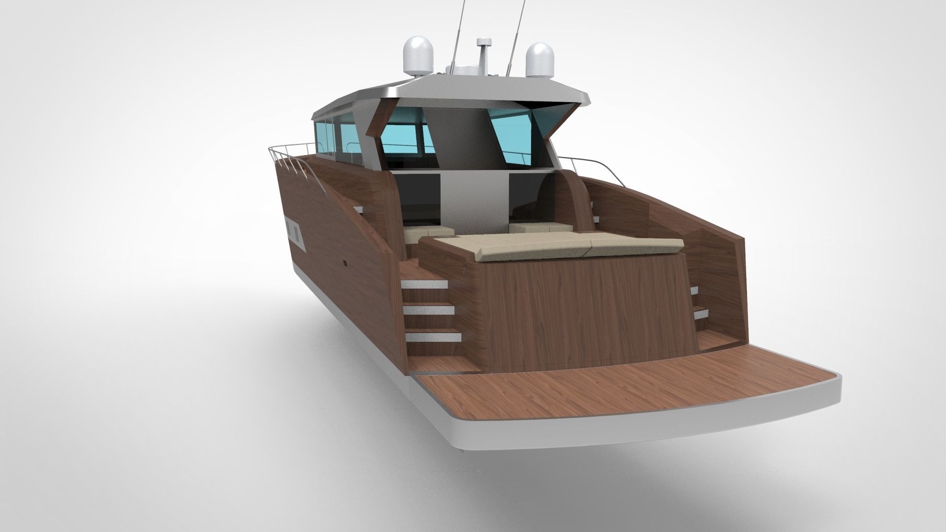 Modern luxury yacht  Low-poly 3D model_5
