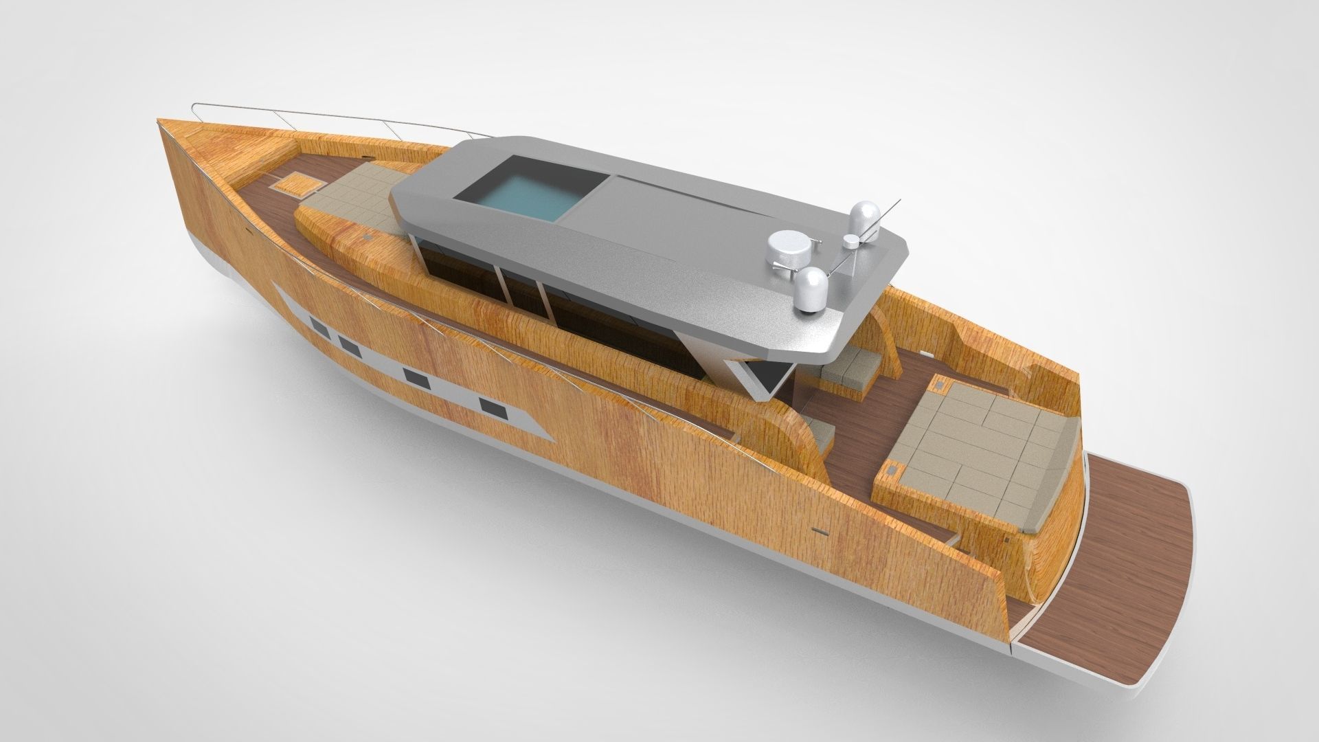 Modern luxury yacht Low-poly 3D model_2