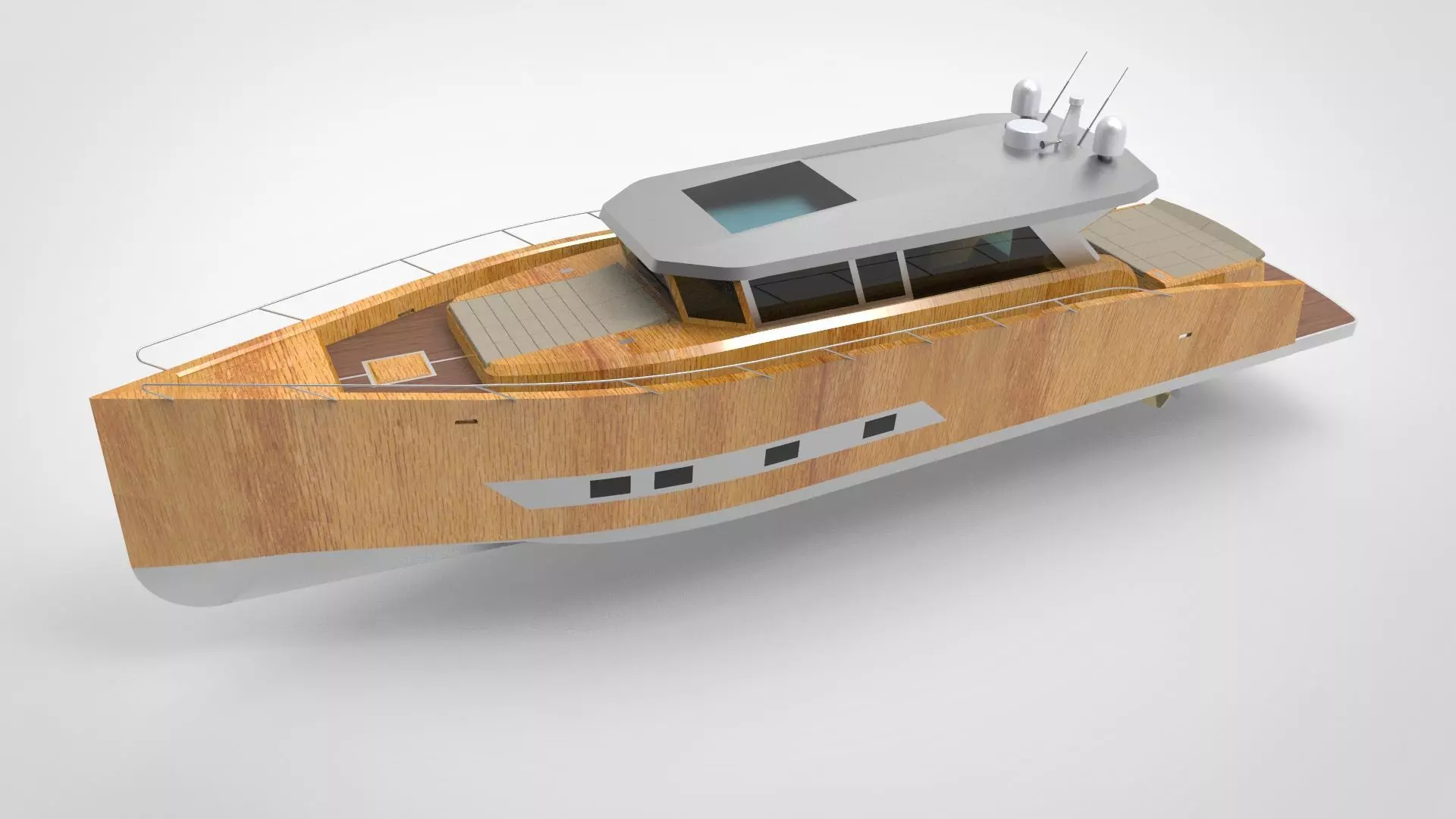 Modern luxury yacht Low-poly 3D model_0