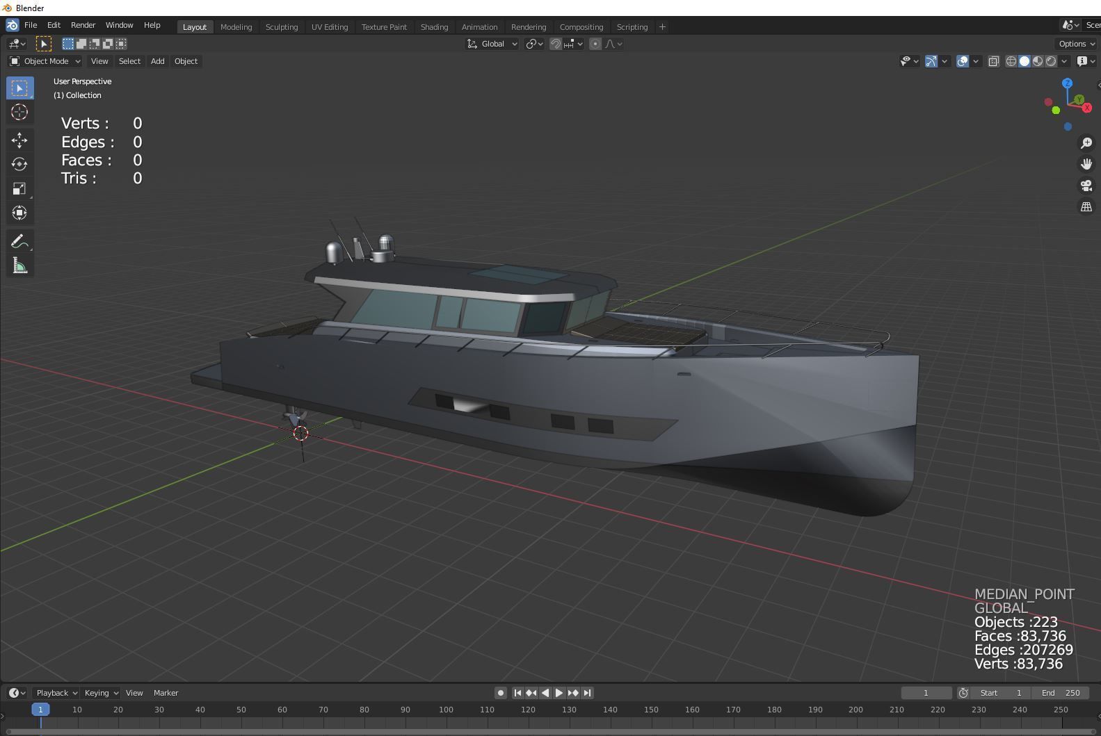 Modern luxury yacht Low-poly 3D model_1