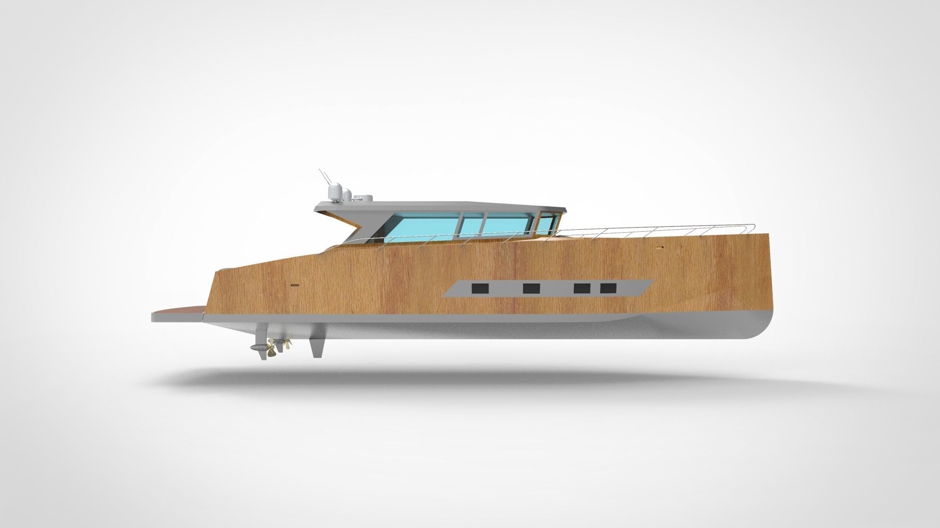 Modern luxury yacht Low-poly 3D model_3