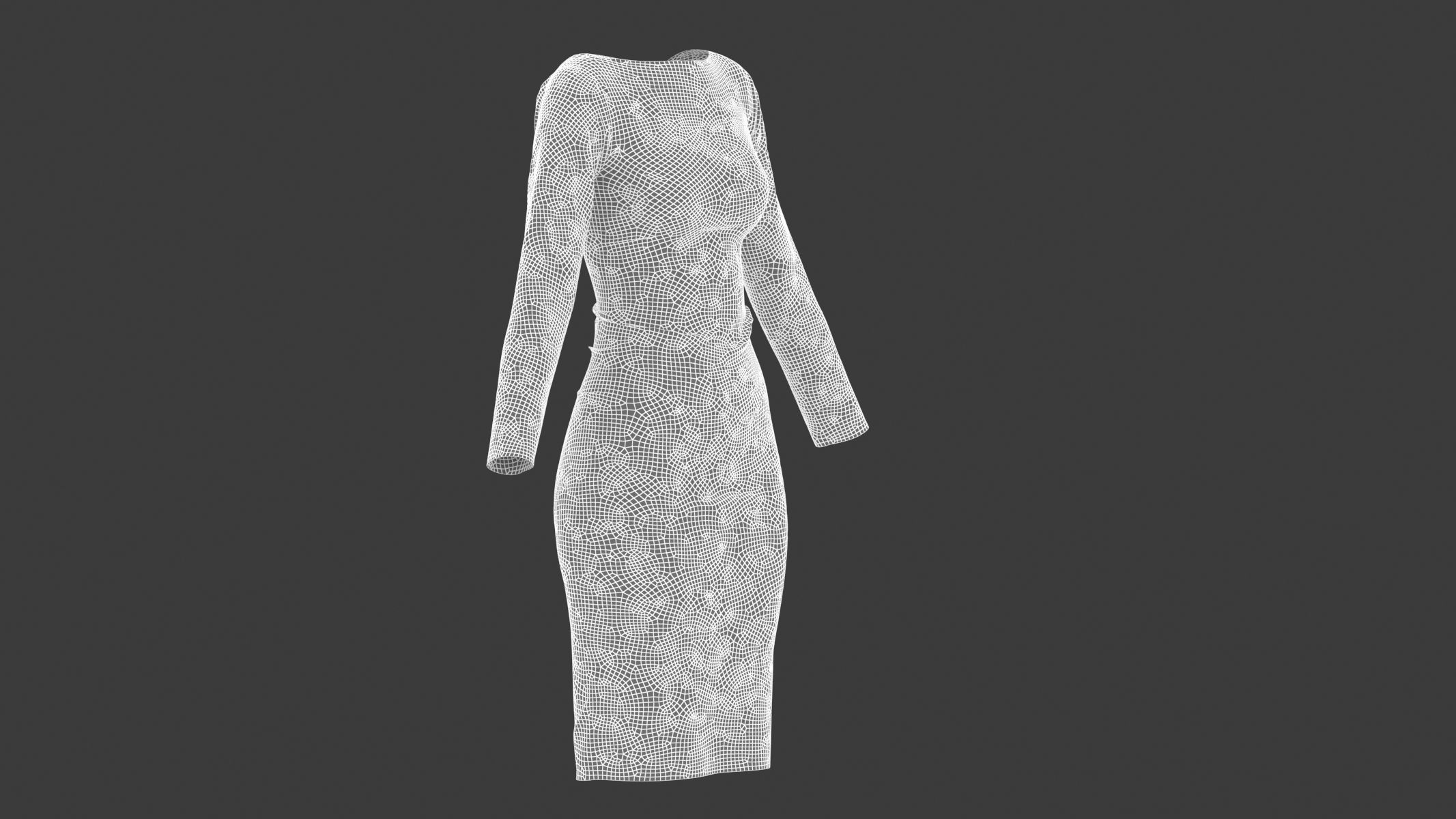 Woman Dress 01 Green 3D model_11