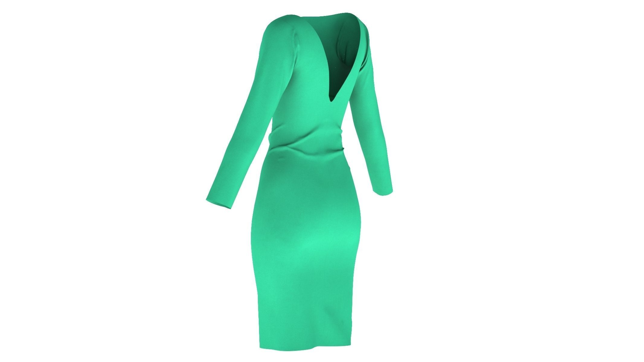 Woman Dress 01 Green 3D model_5