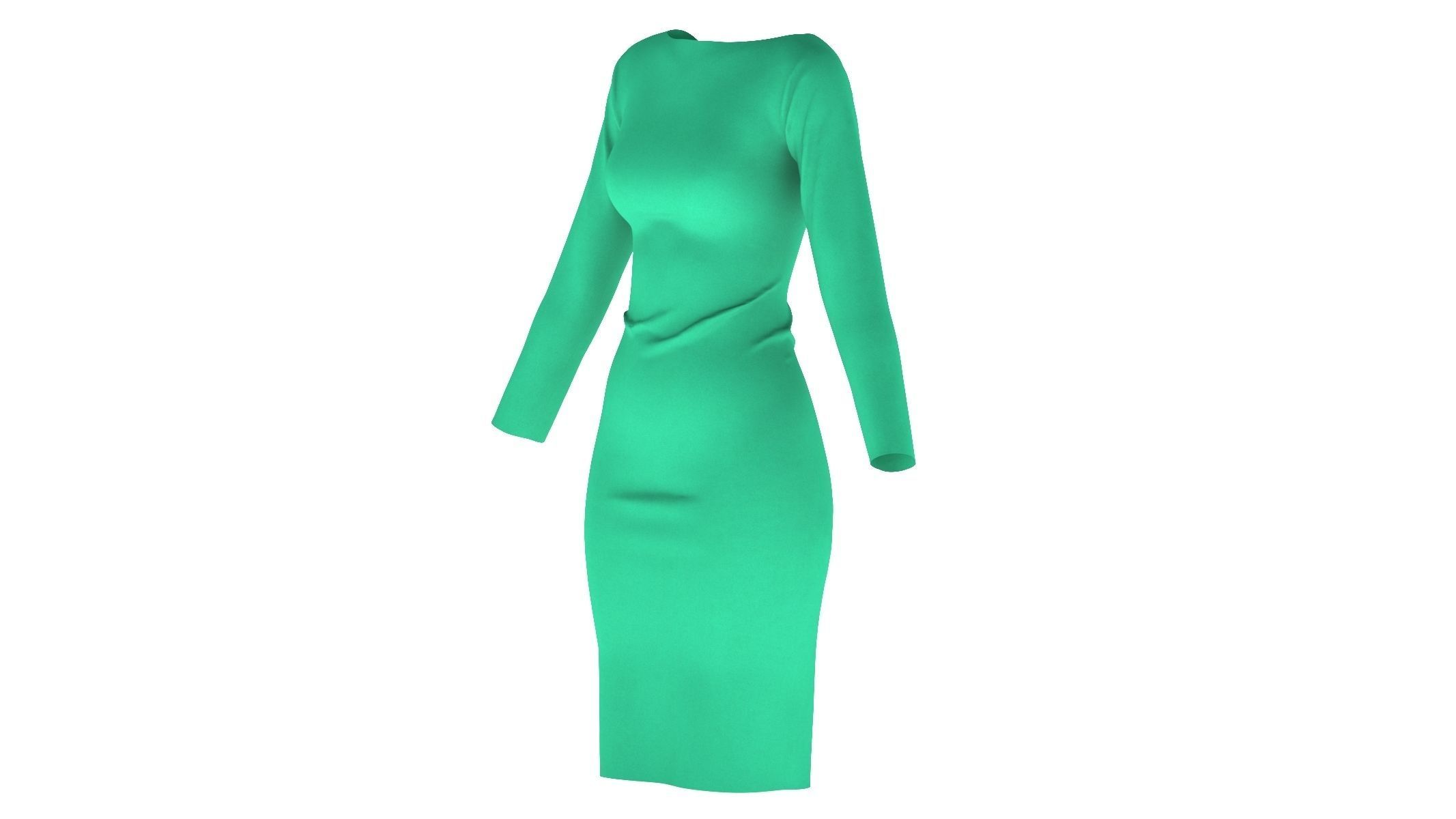 Woman Dress 01 Green 3D model_7