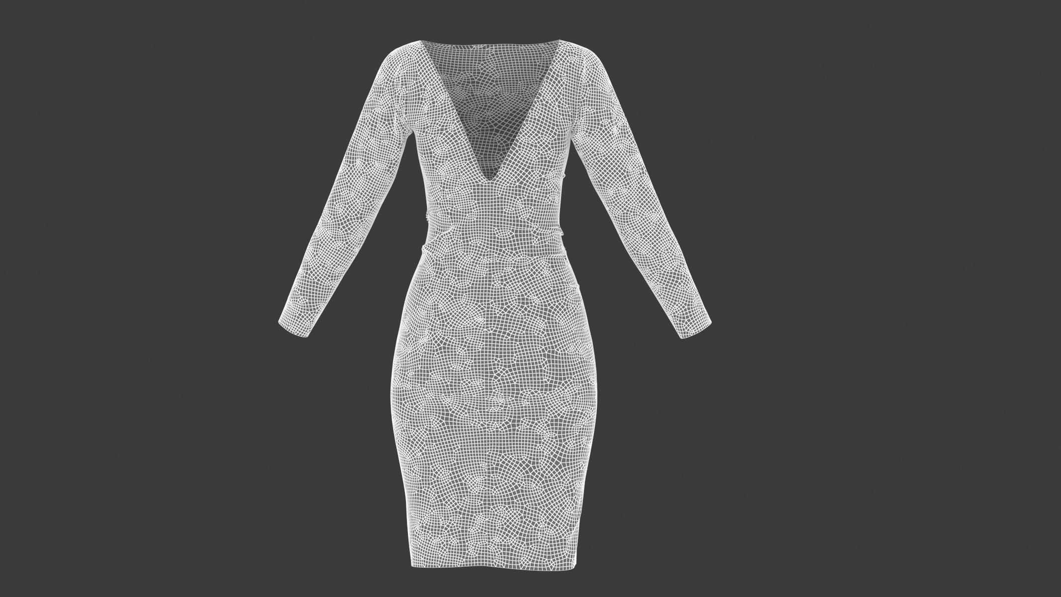 Woman Dress 01 Green 3D model_14