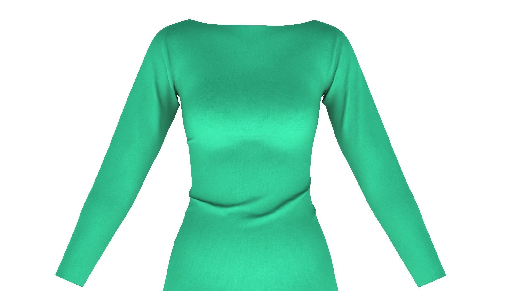 Woman Dress 01 Green 3D model_8
