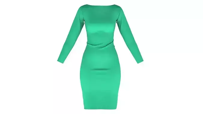 Woman Dress 01 Green 3D model