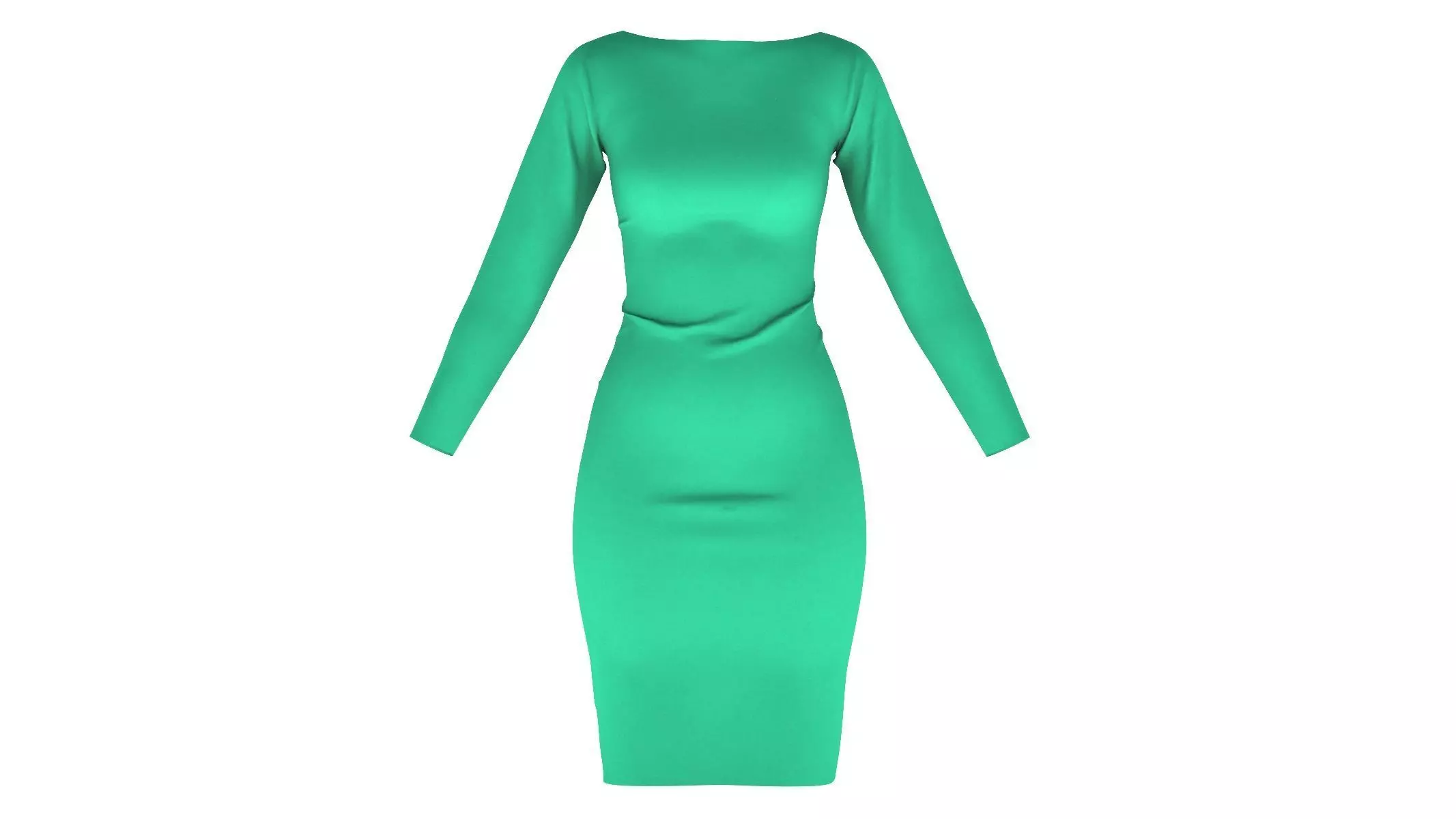 Woman Dress 01 Green 3D model_0