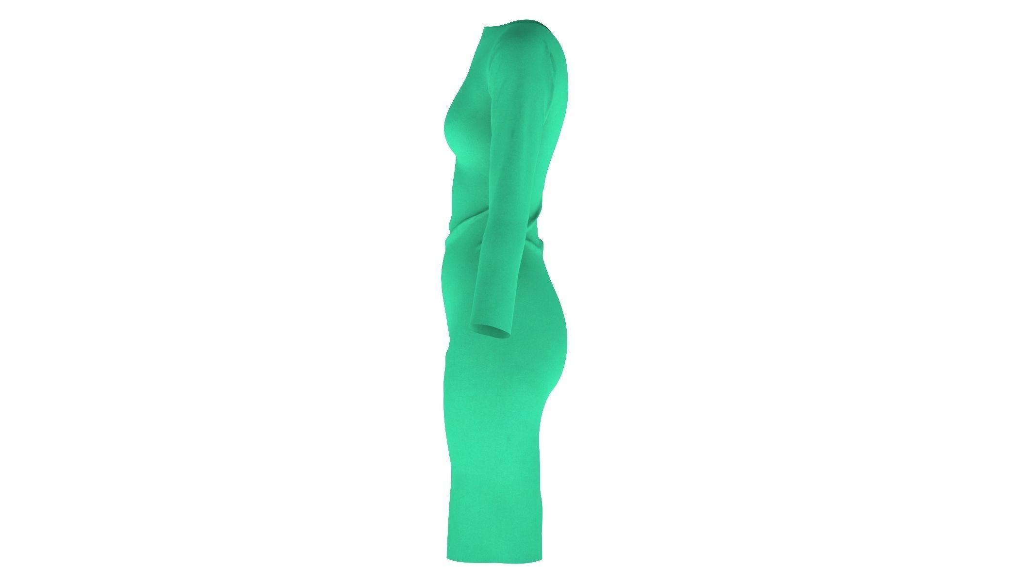 Woman Dress 01 Green 3D model_6