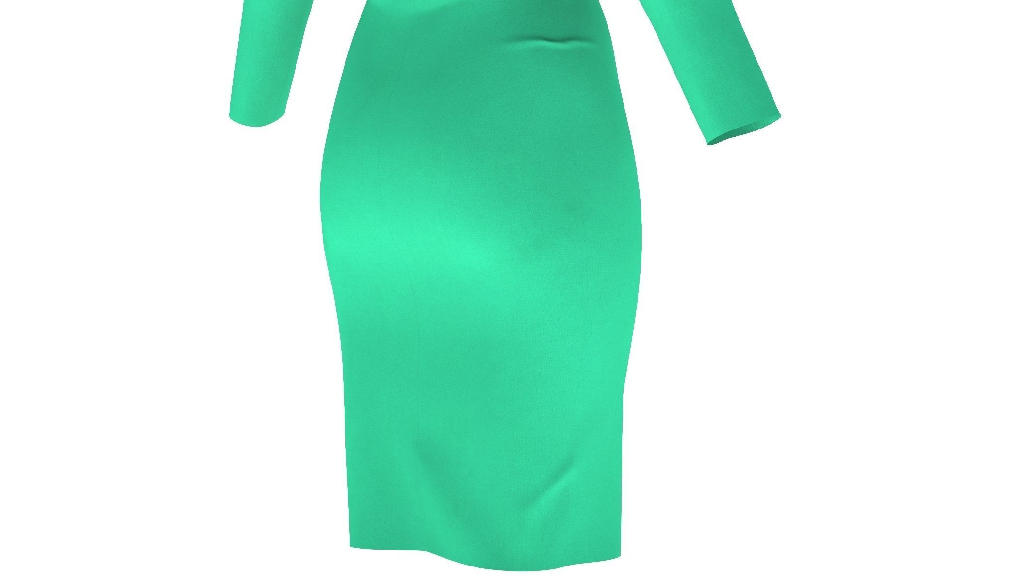Woman Dress 01 Green 3D model_9