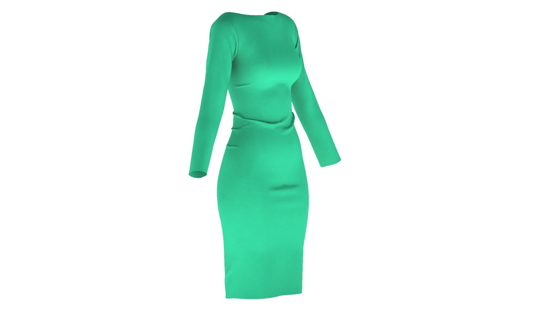 Woman Dress 01 Green 3D model_1
