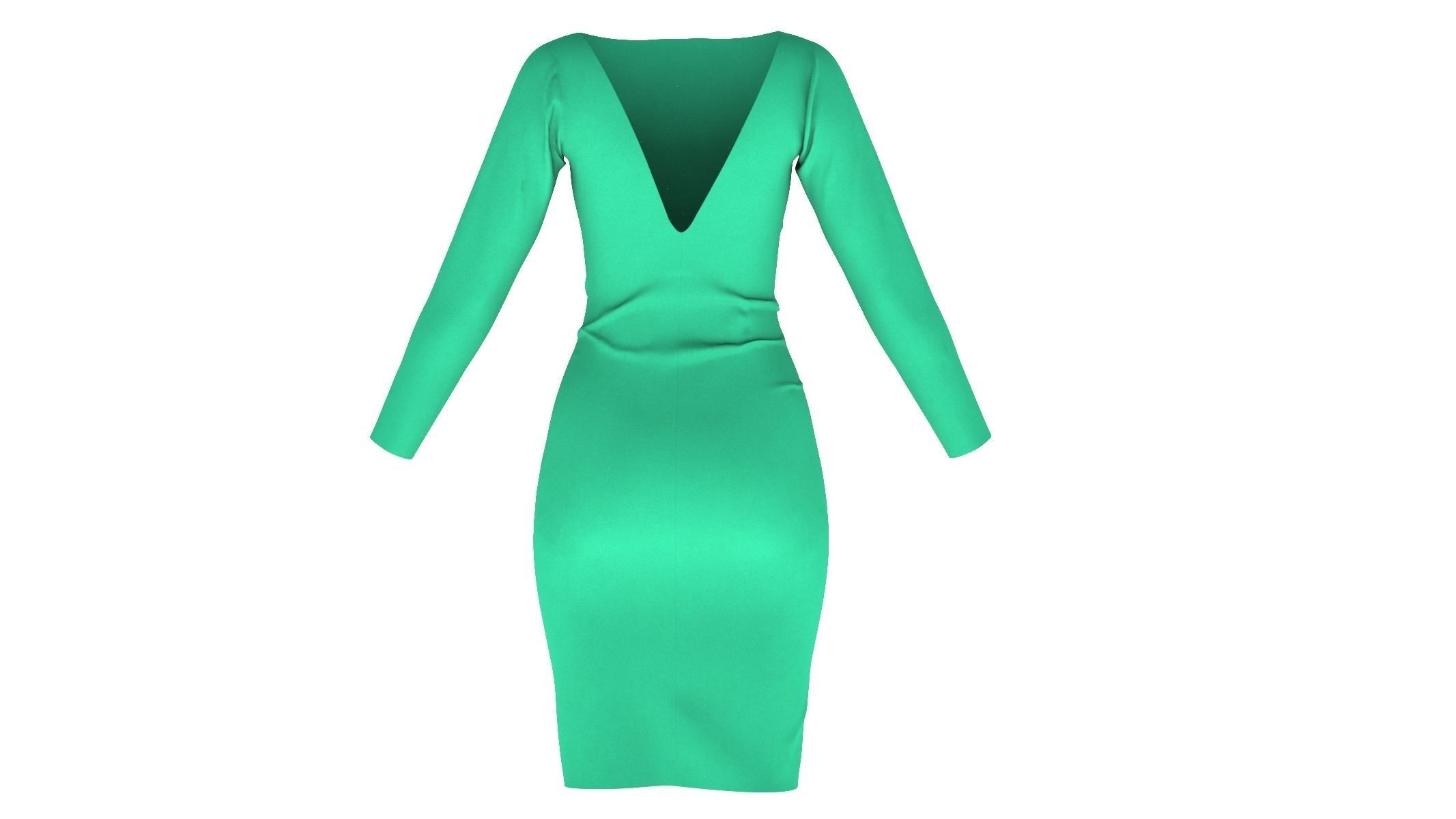 Woman Dress 01 Green 3D model_4
