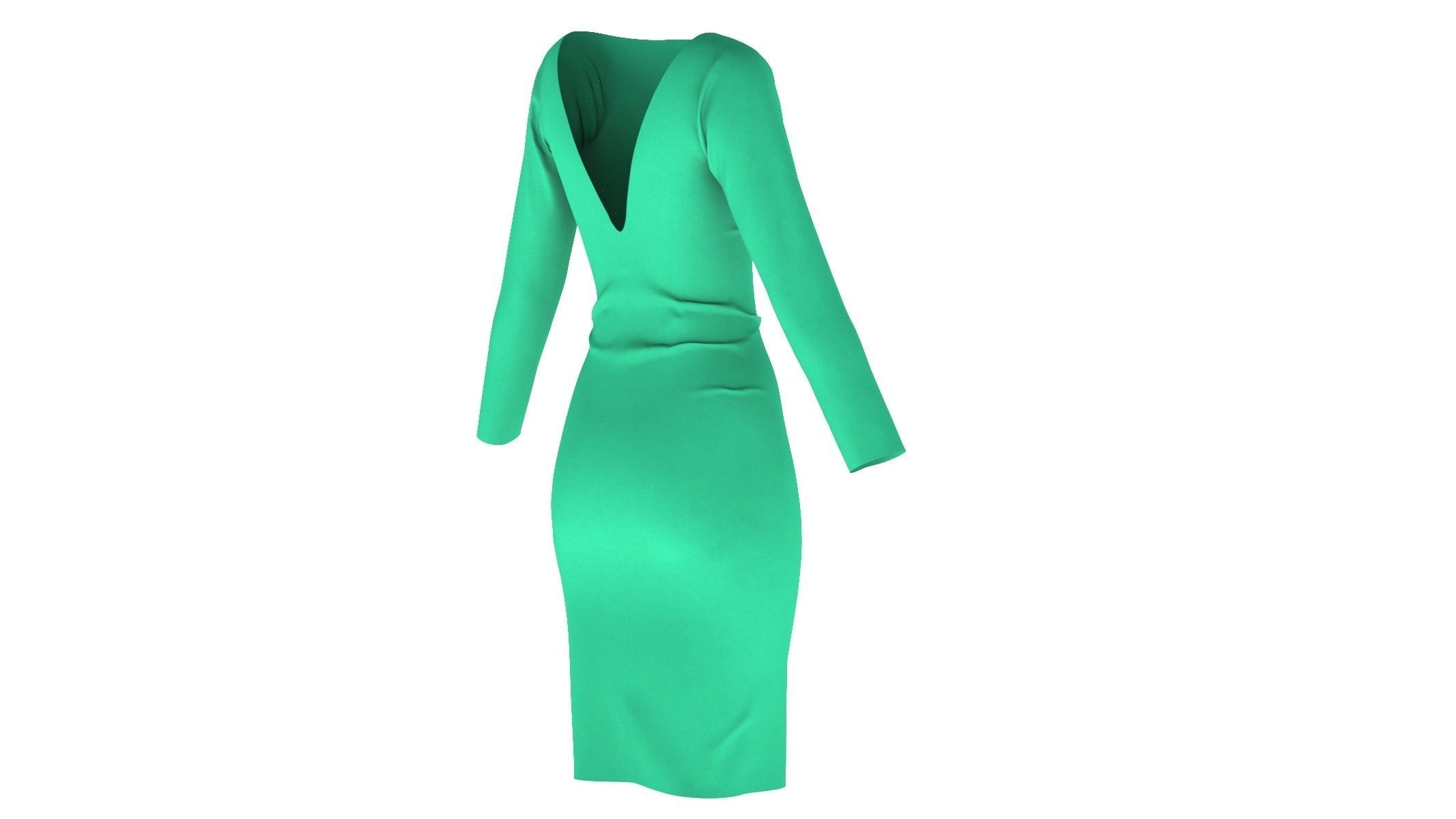 Woman Dress 01 Green 3D model_3