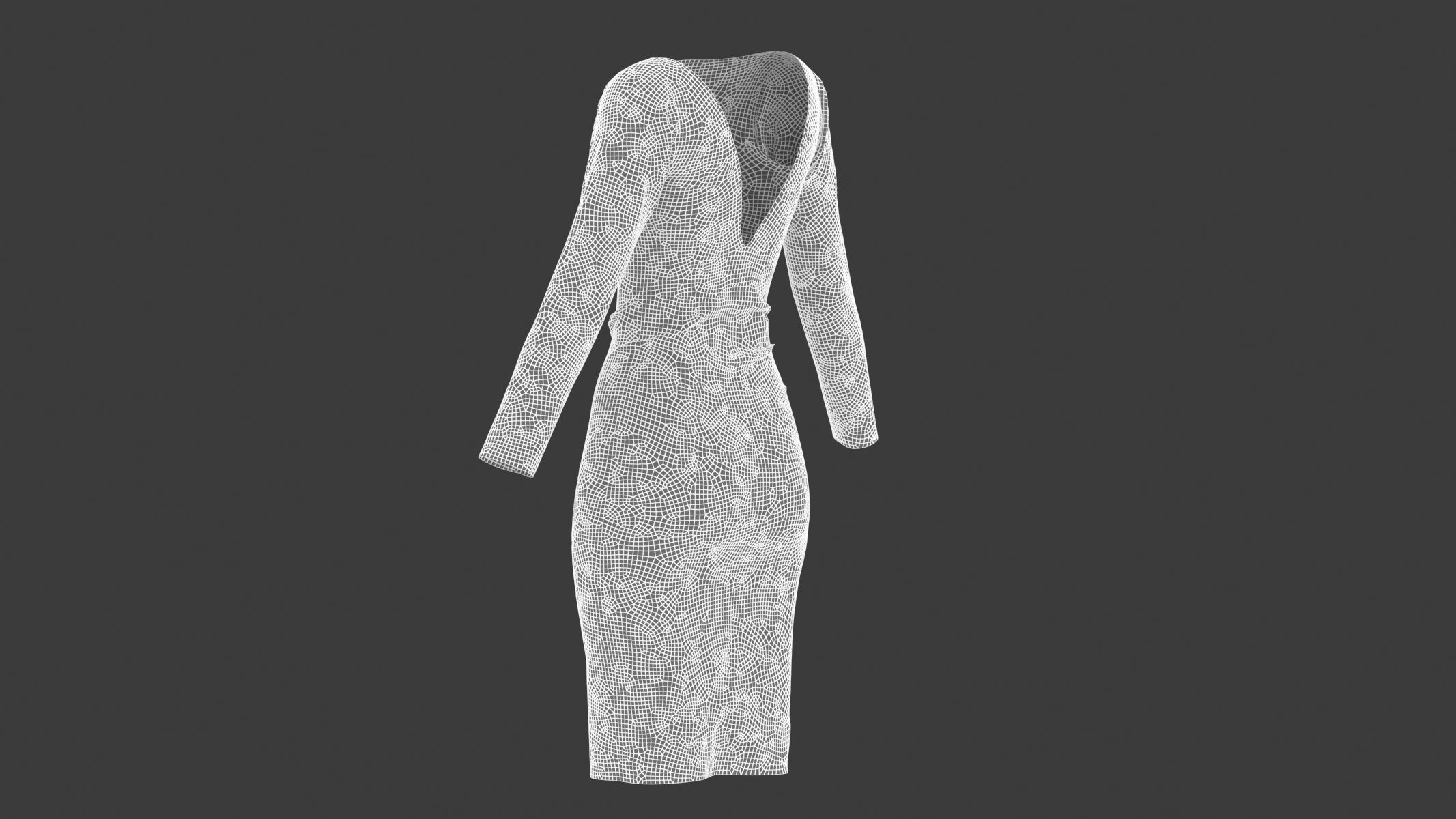 Woman Dress 01 Green 3D model_15