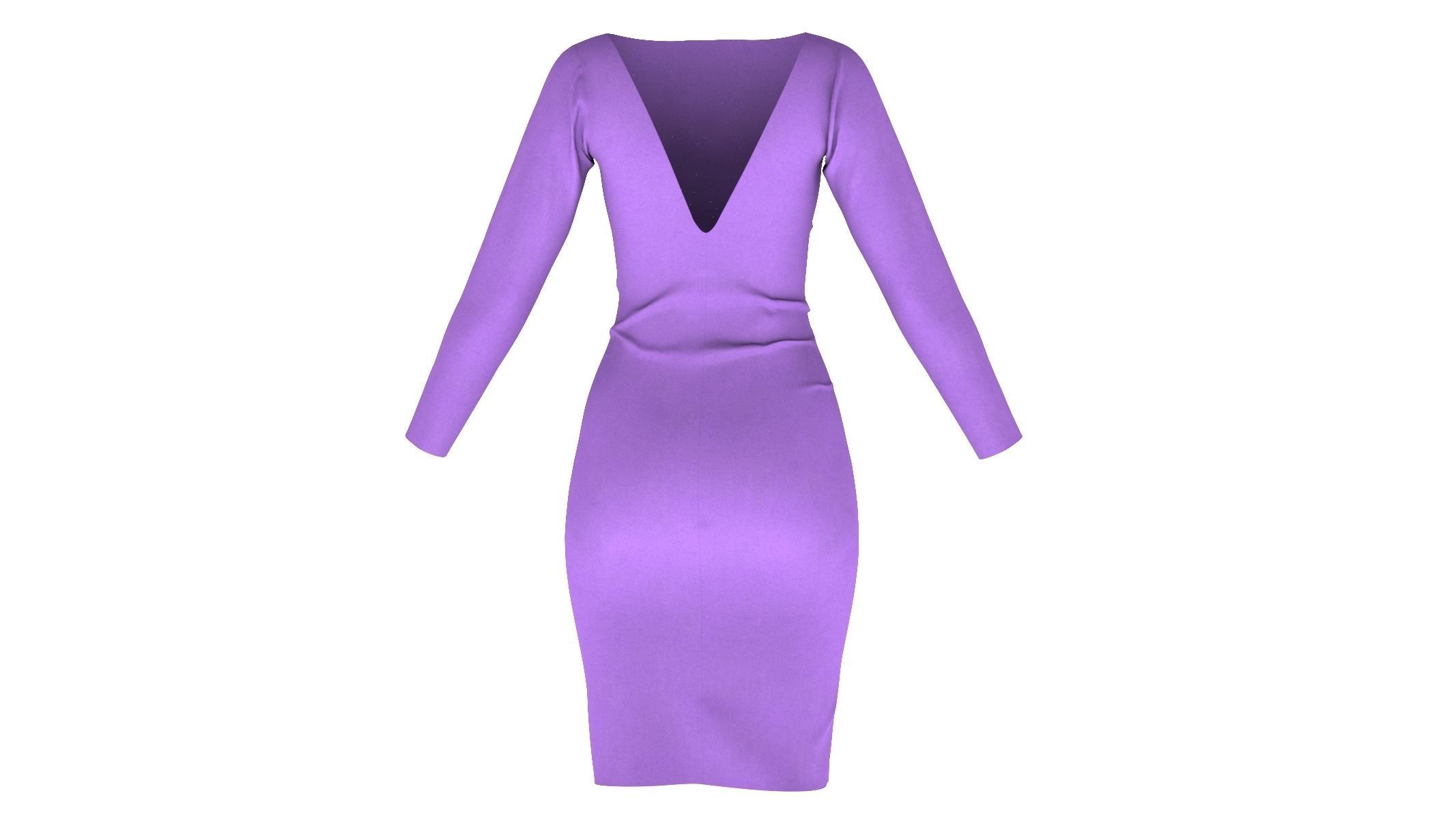Woman Dress 01 Purple 3D model_4
