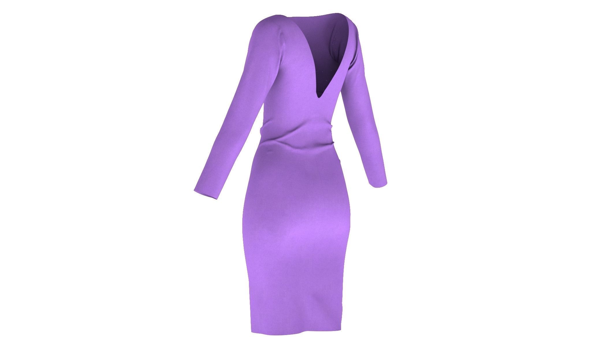 Woman Dress 01 Purple 3D model_5