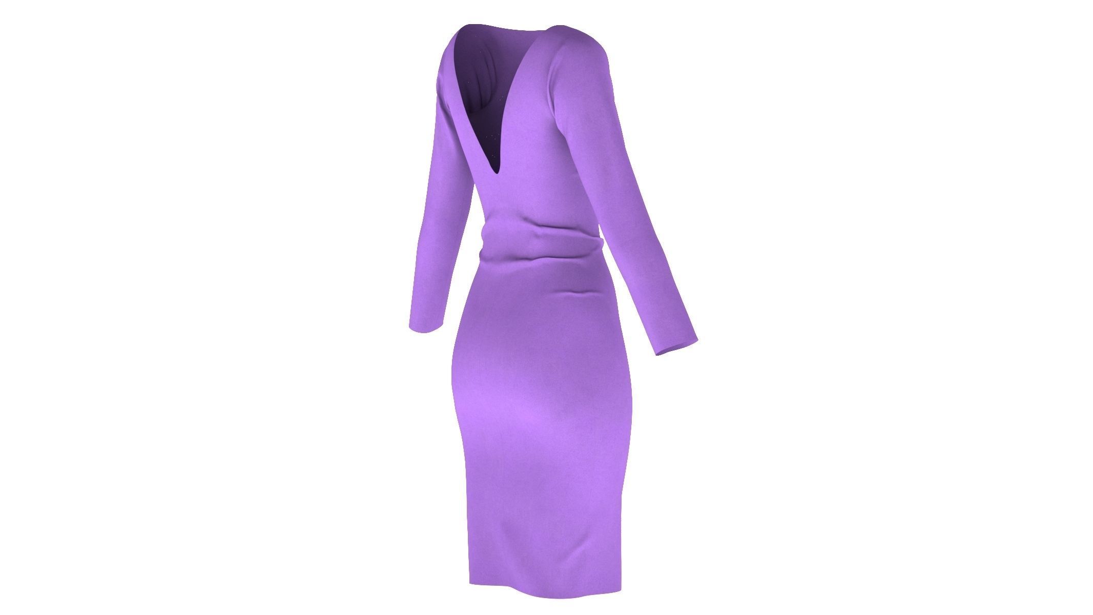 Woman Dress 01 Purple 3D model_3