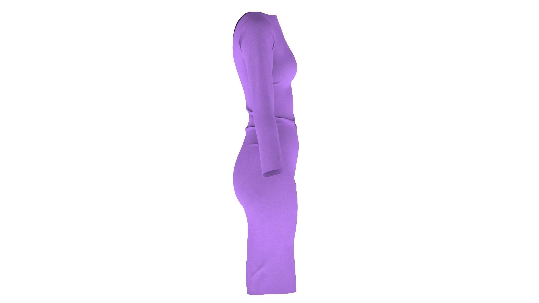 Woman Dress 01 Purple 3D model_2