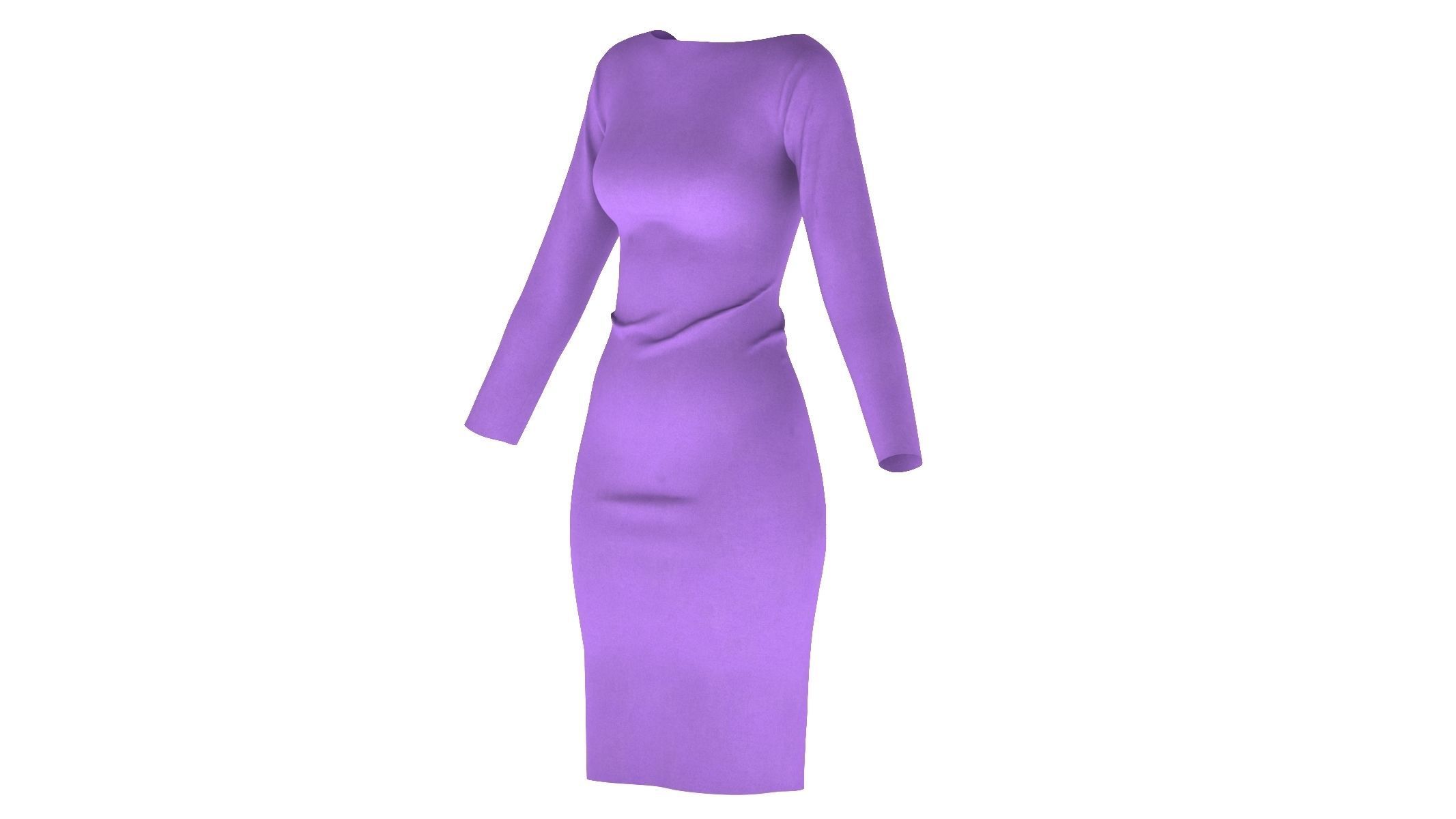 Woman Dress 01 Purple 3D model_7