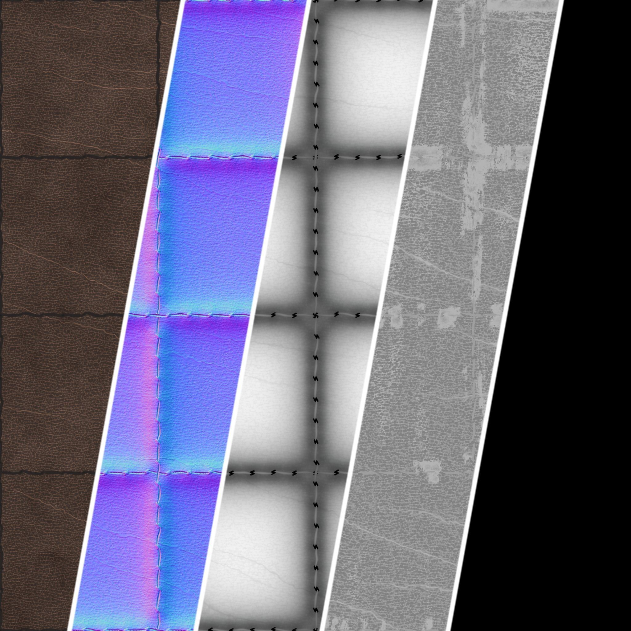 Leather Materials 37- Stitched Leather - Sbsar Pbr 4k Seamless Texture_3