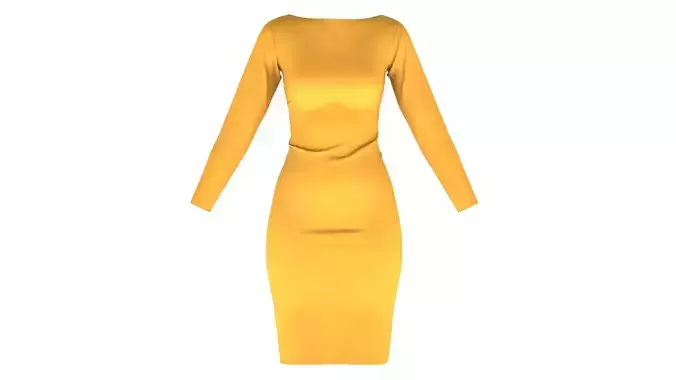 Woman Dress 01 Yellow 