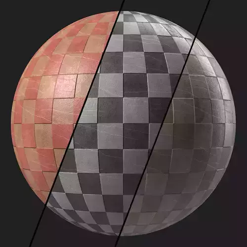 Leather Materials 40- Checker Leather Panel - Pbr 4k Seamless