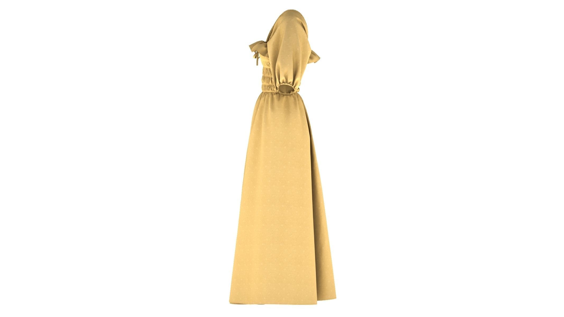 Woman Dress 03 Yellow 3D model_5