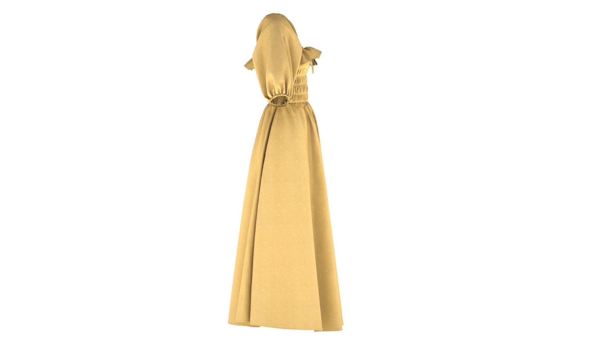 Woman Dress 03 Yellow 3D model_2
