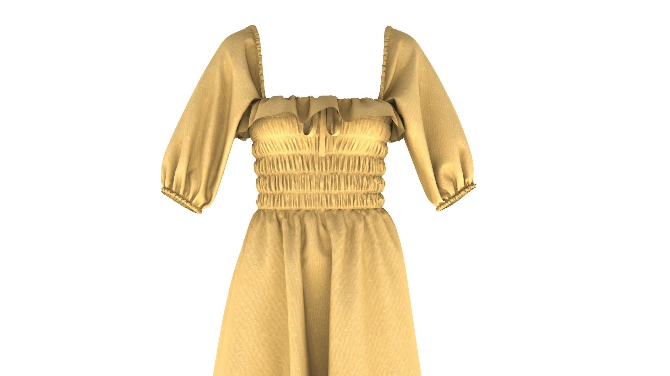 Woman Dress 03 Yellow 3D model_7