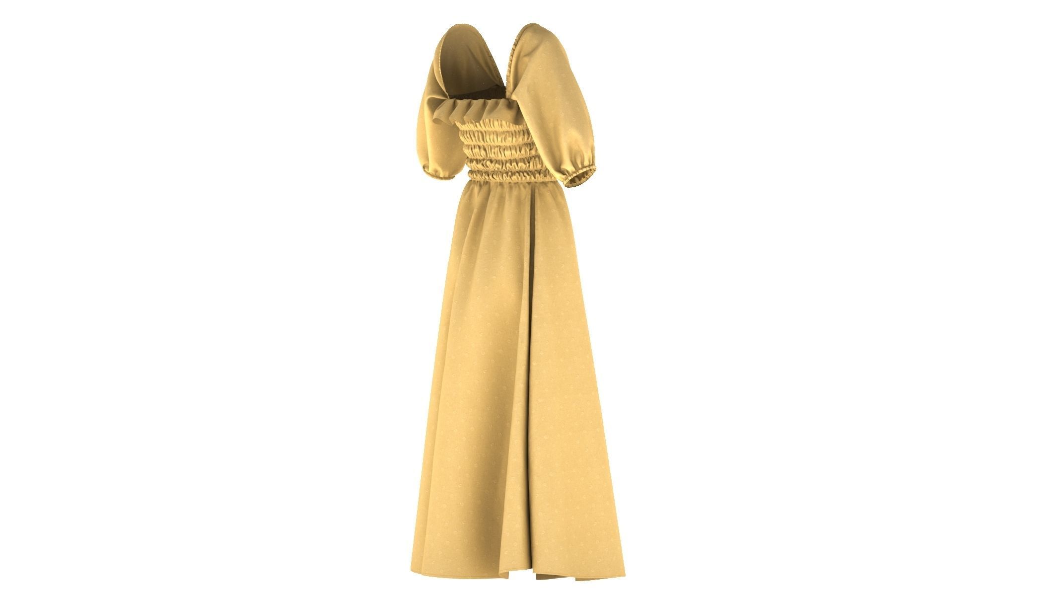 Woman Dress 03 Yellow 3D model_4