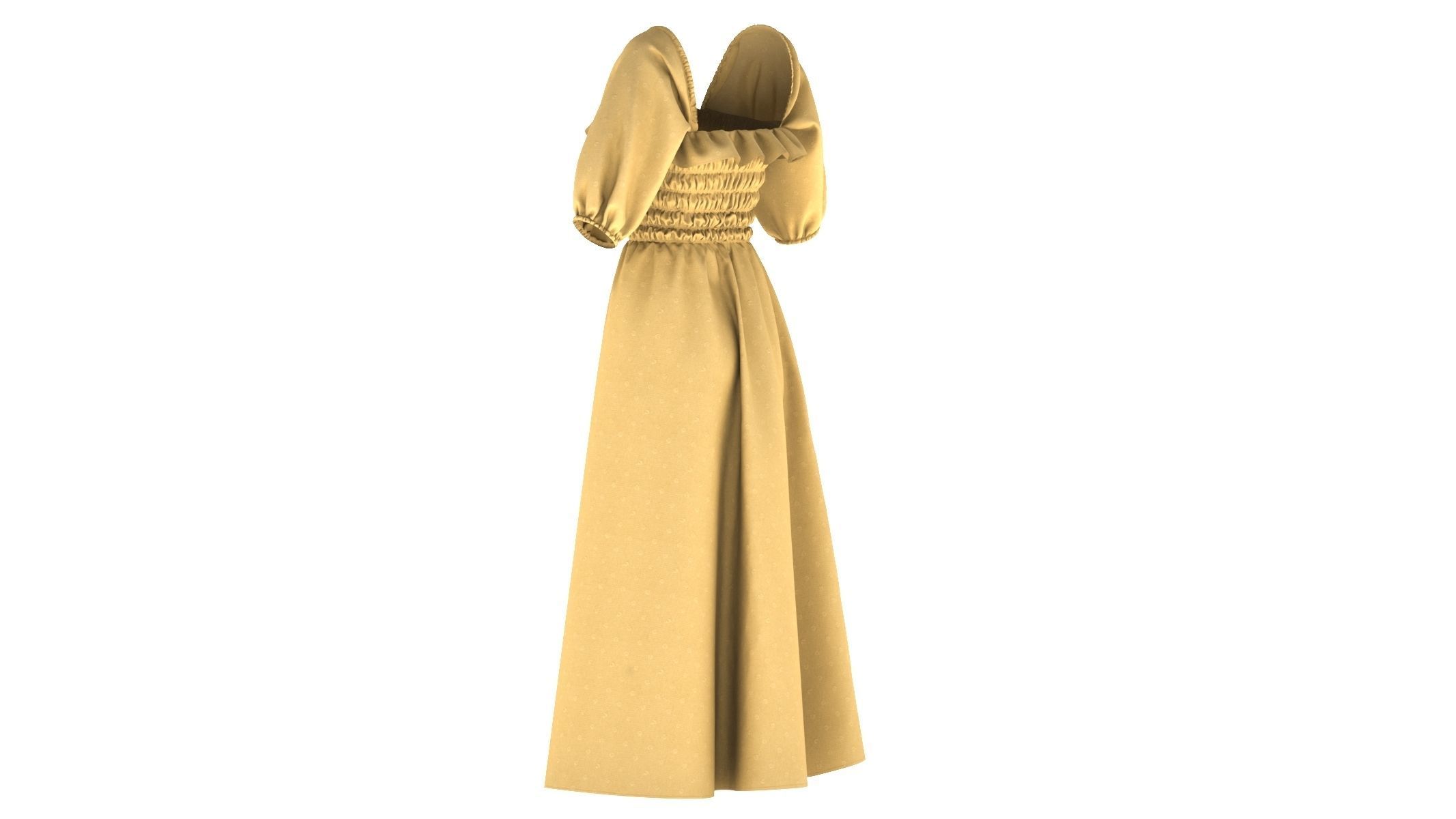 Woman Dress 03 Yellow 3D model_3
