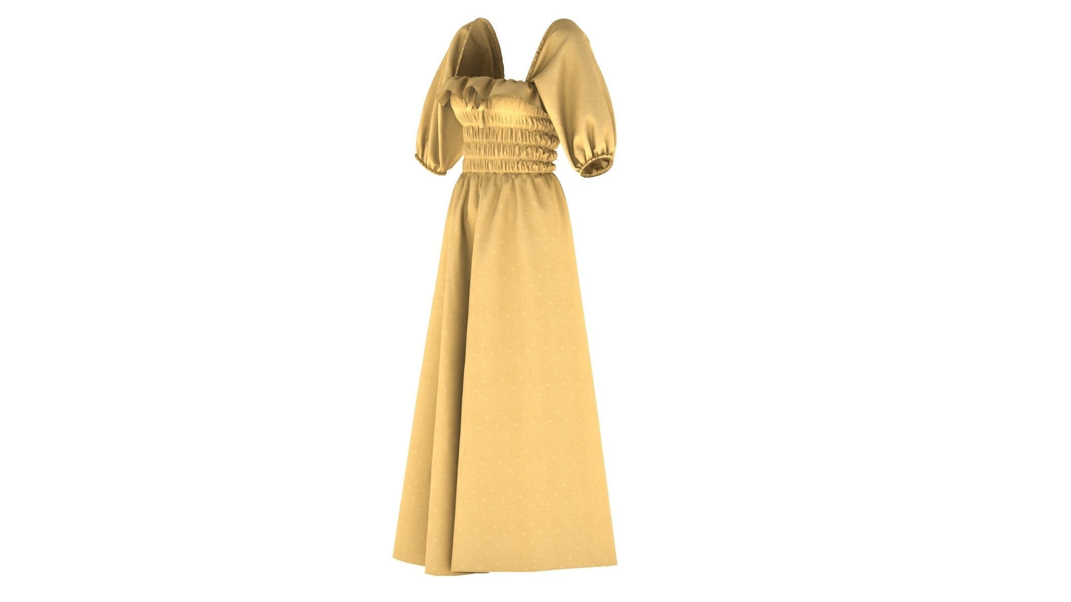 Woman Dress 03 Yellow 3D model_1