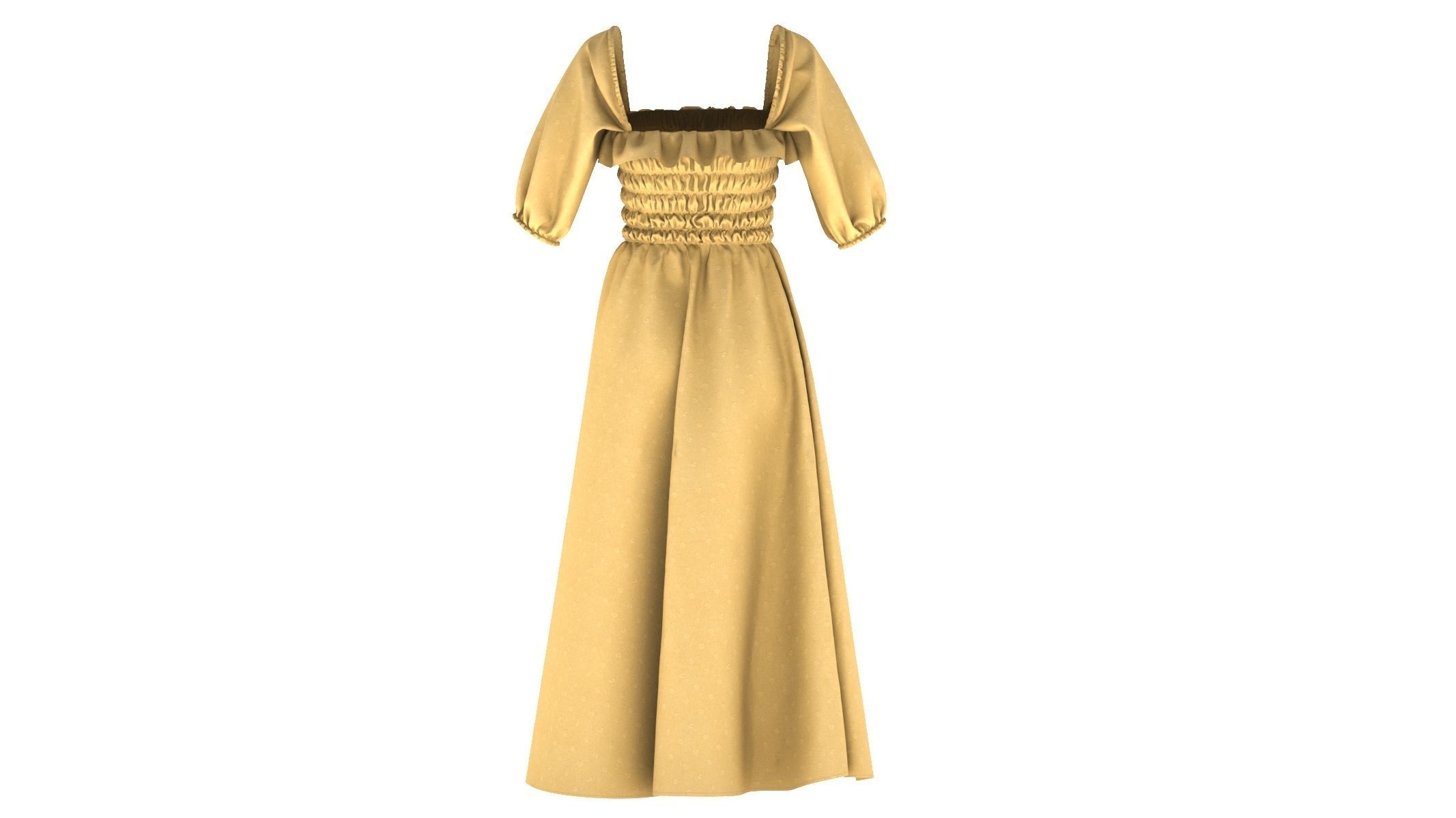 Woman Dress 03 Yellow 3D model_8