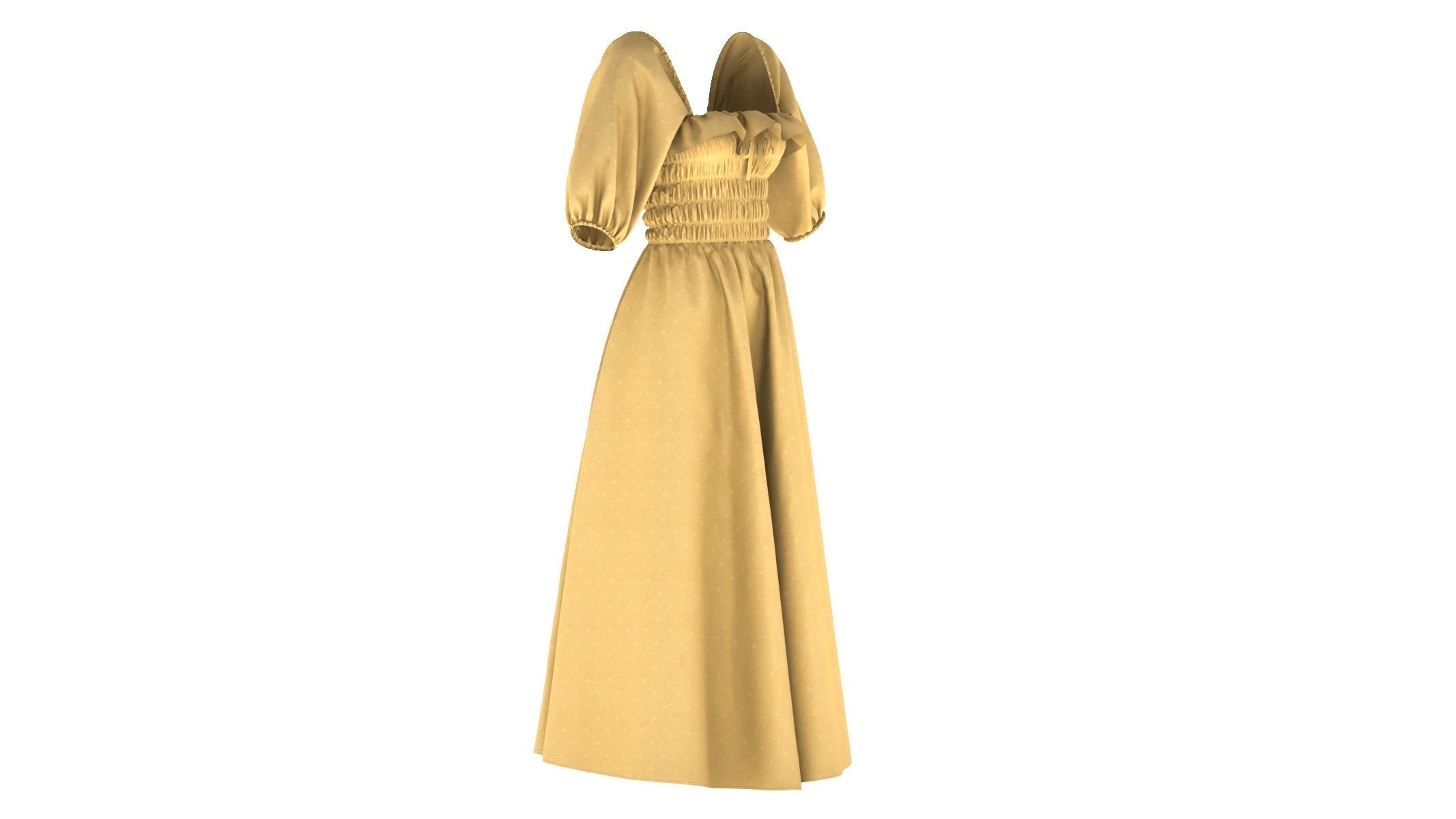 Woman Dress 03 Yellow 3D model_6