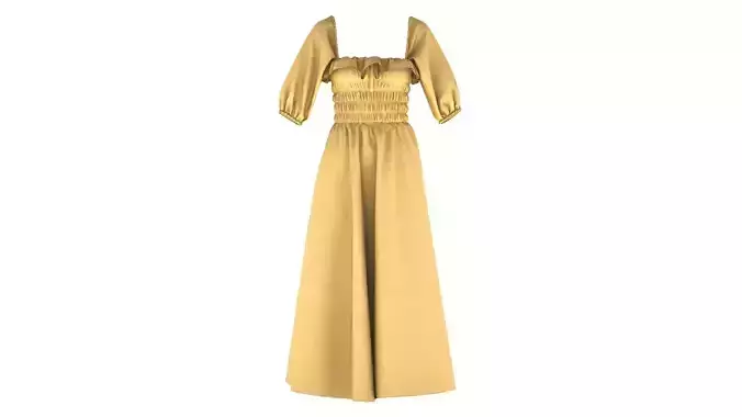 Woman Dress 03 Yellow 3D model