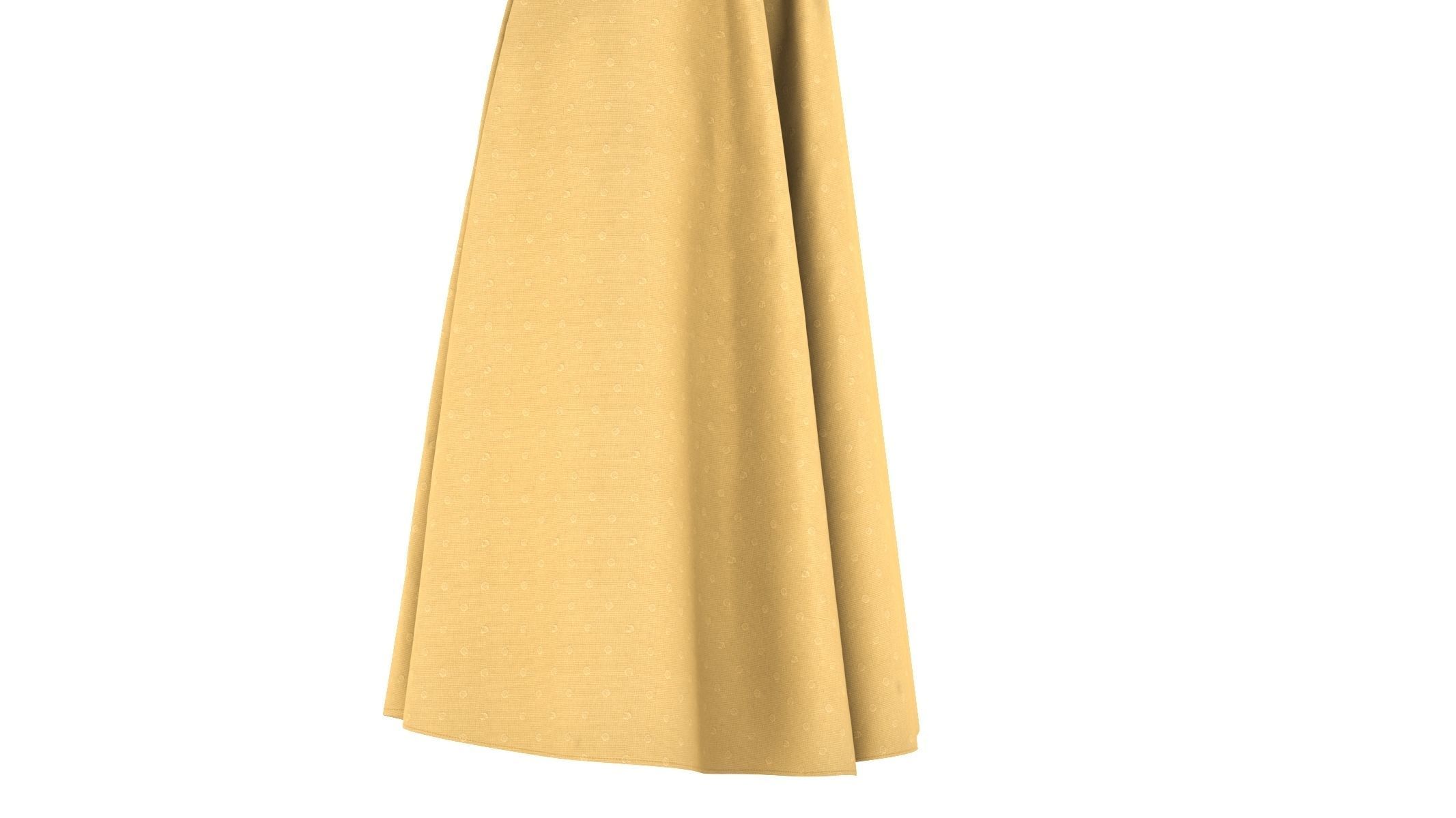 Woman Dress 03 Yellow 3D model_12