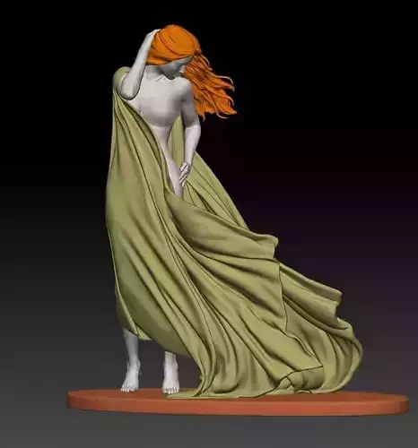 A NUDE GIRL IN WIND WITH SILK FABRIC 3 3D print model