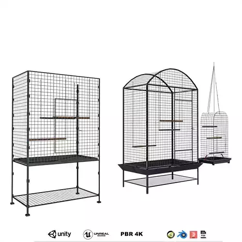 Bird Cage Pack Low-poly 3D model