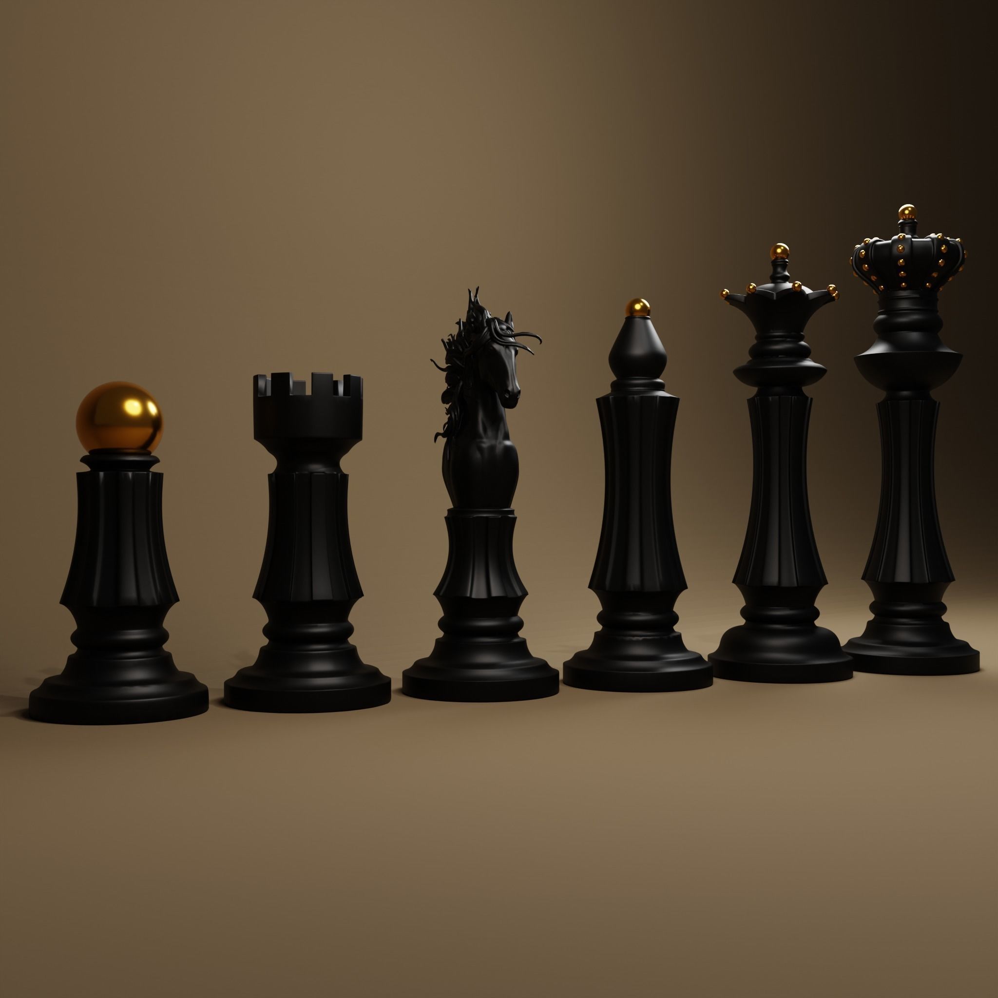 Chess set modern 3D print model_1