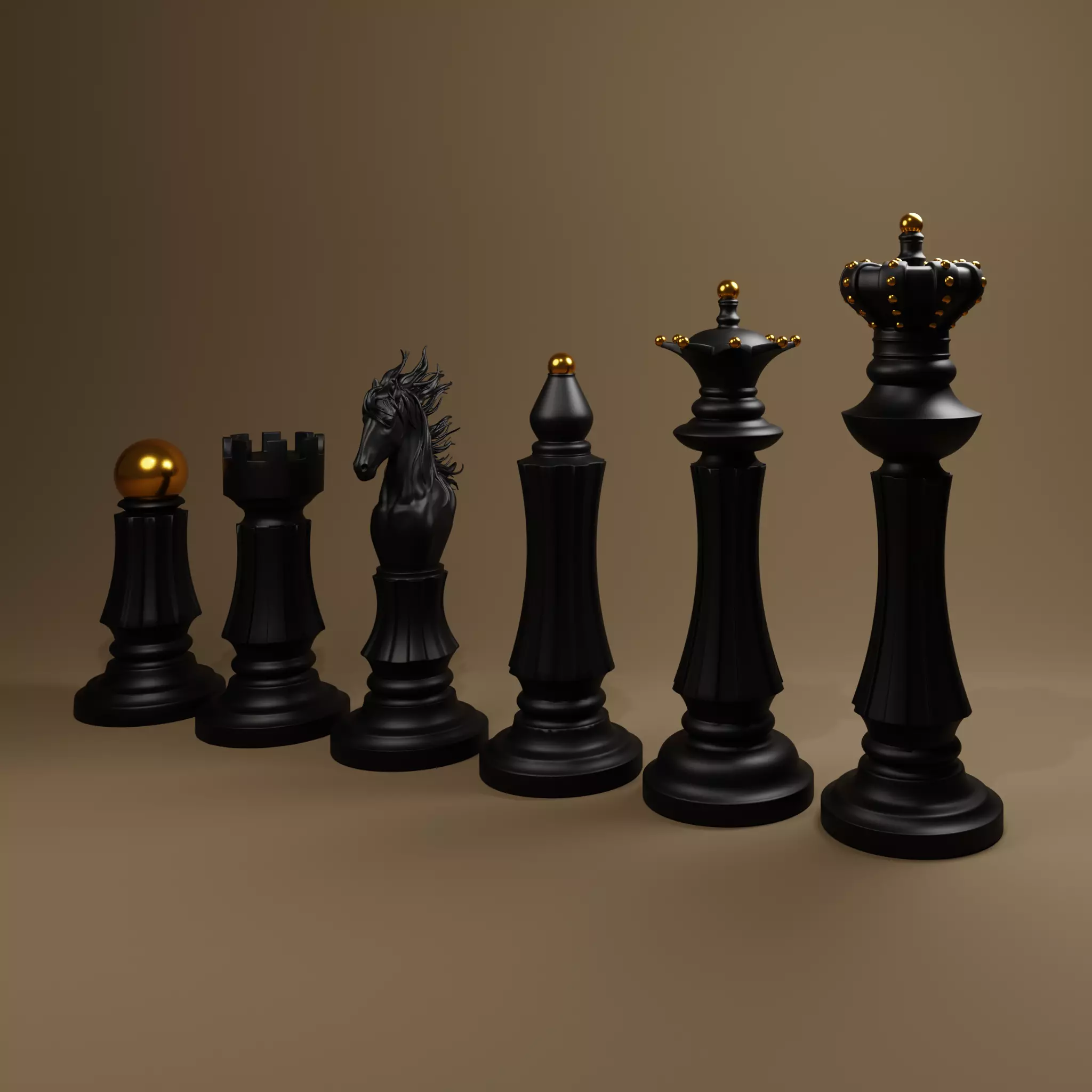 Chess set modern 3D print model_0