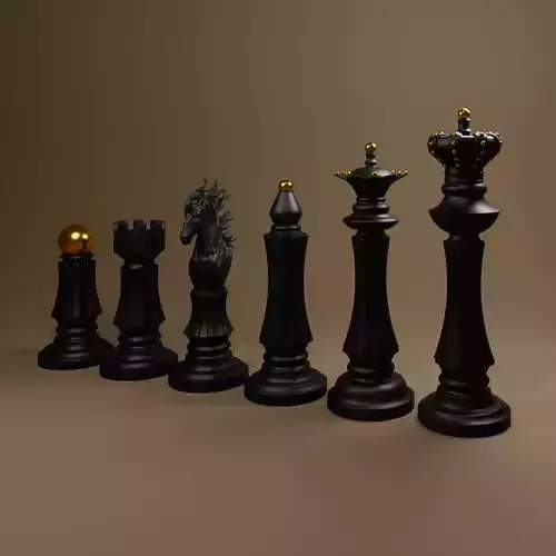 Chess set modern 3D print model