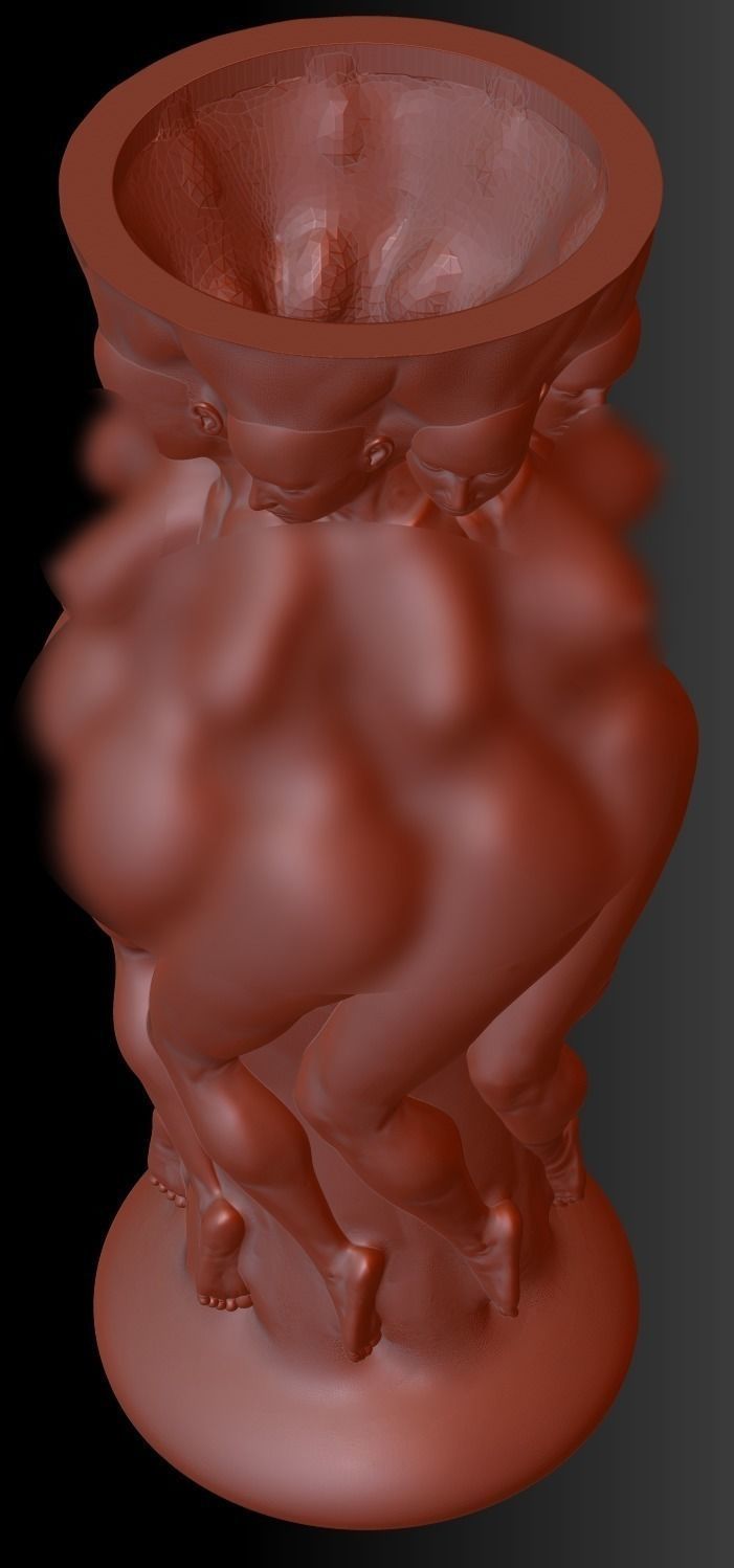 Young body of Girl Vase or Base 1 3D print model_2