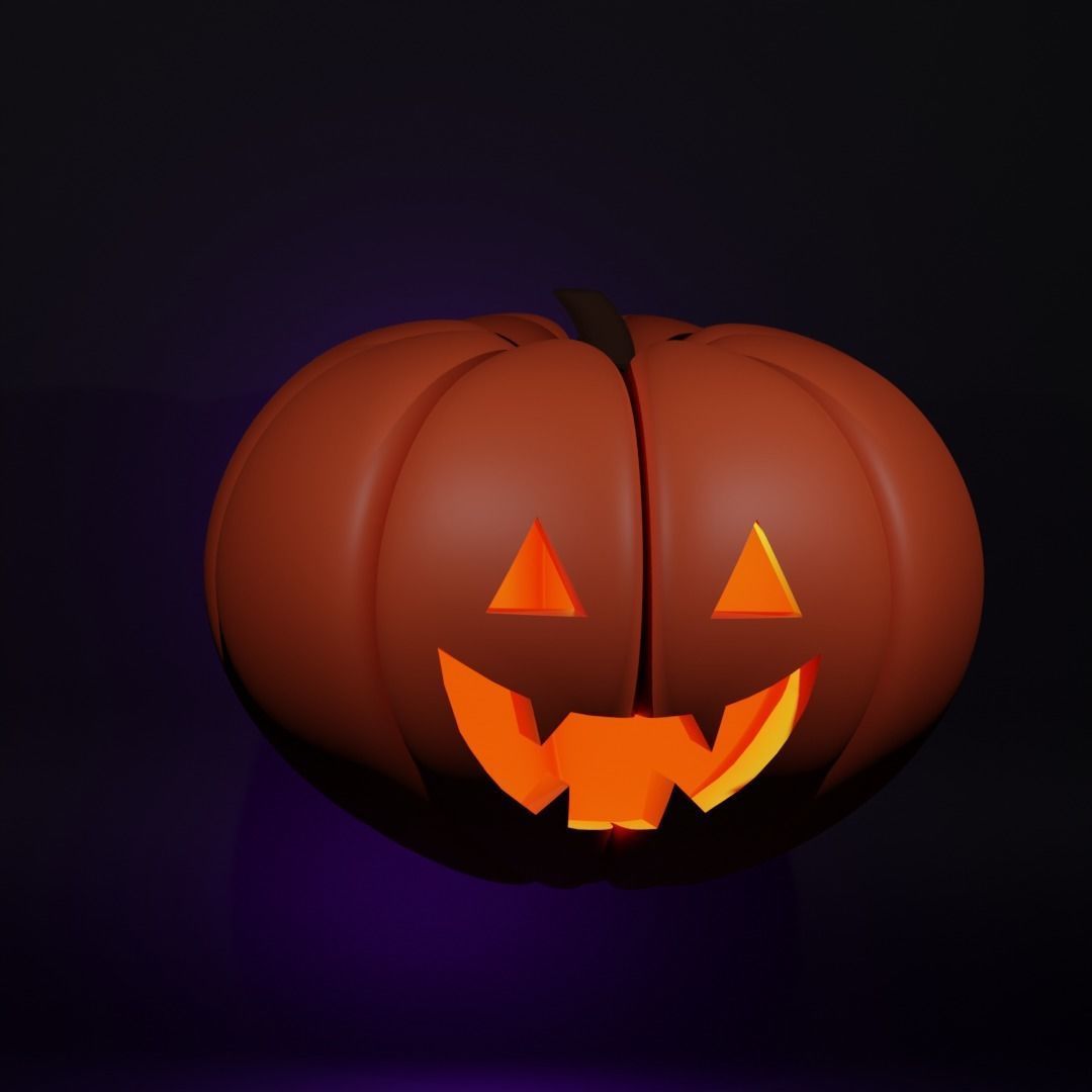 Jack O Lantern - Stylized Pumpkin with light inside 3D model_1
